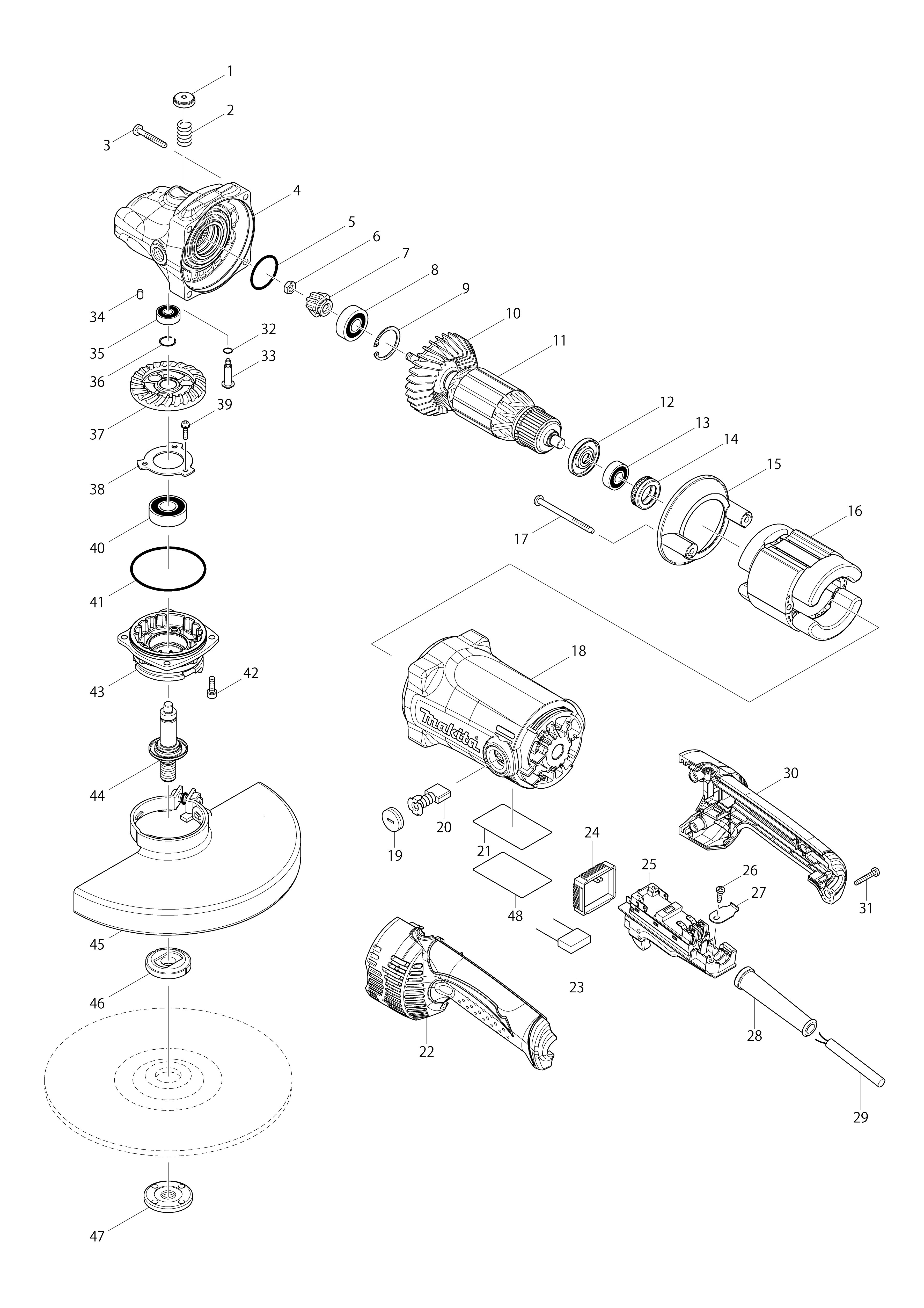 Vue éclatée Makita GA9050R#01