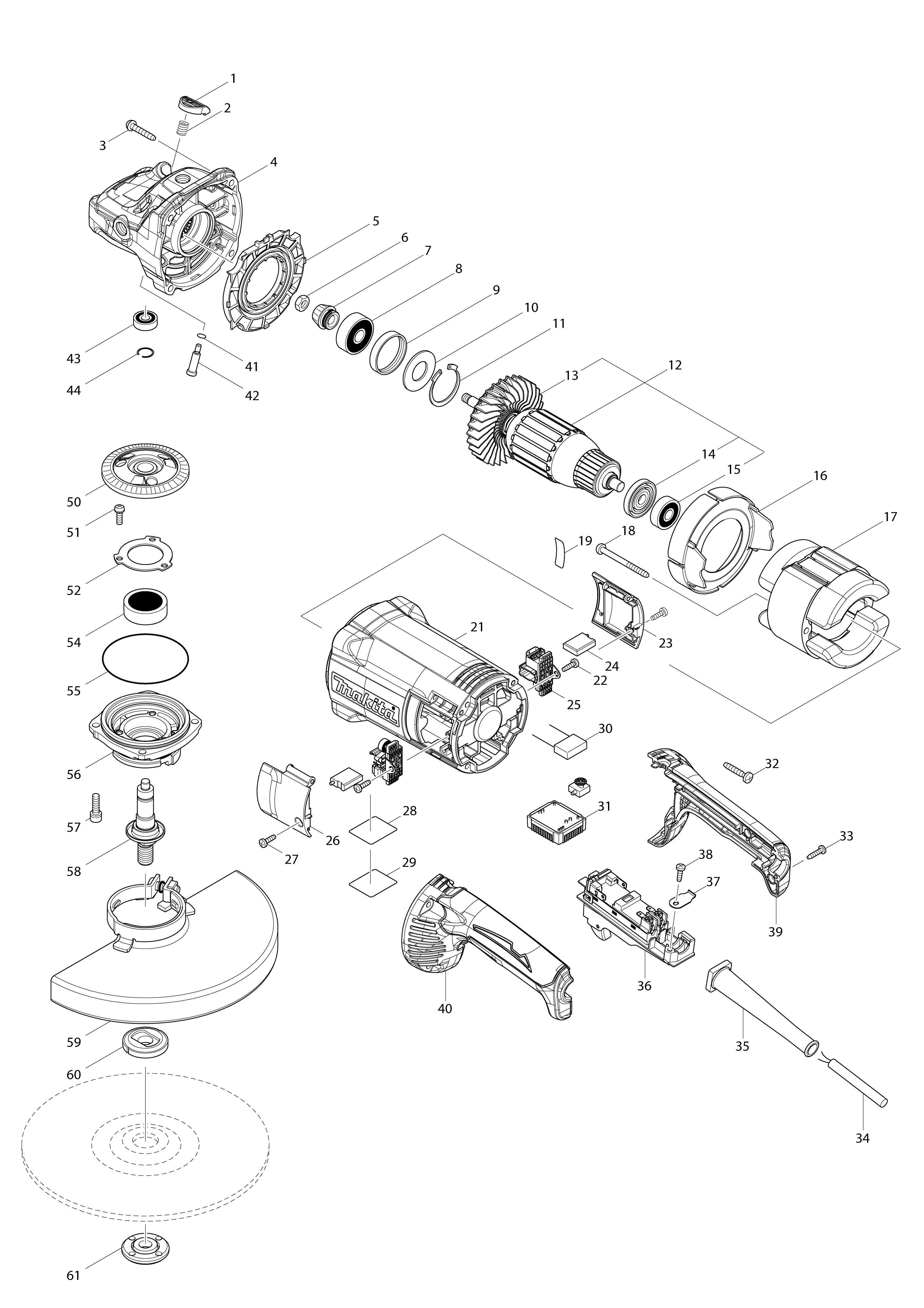 Vue éclatée Makita GA9060R#01