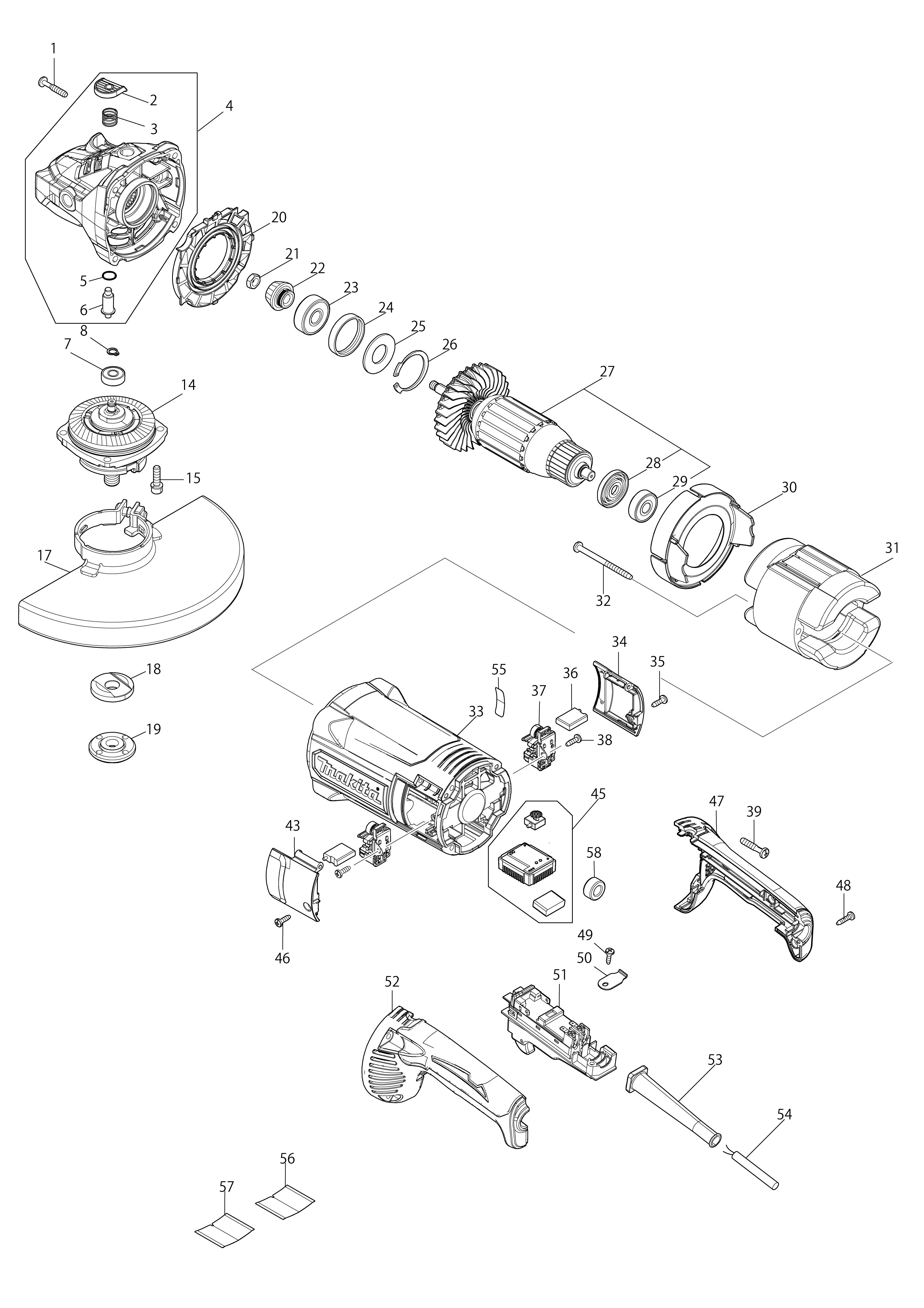 Vue éclatée Makita GA9081#01