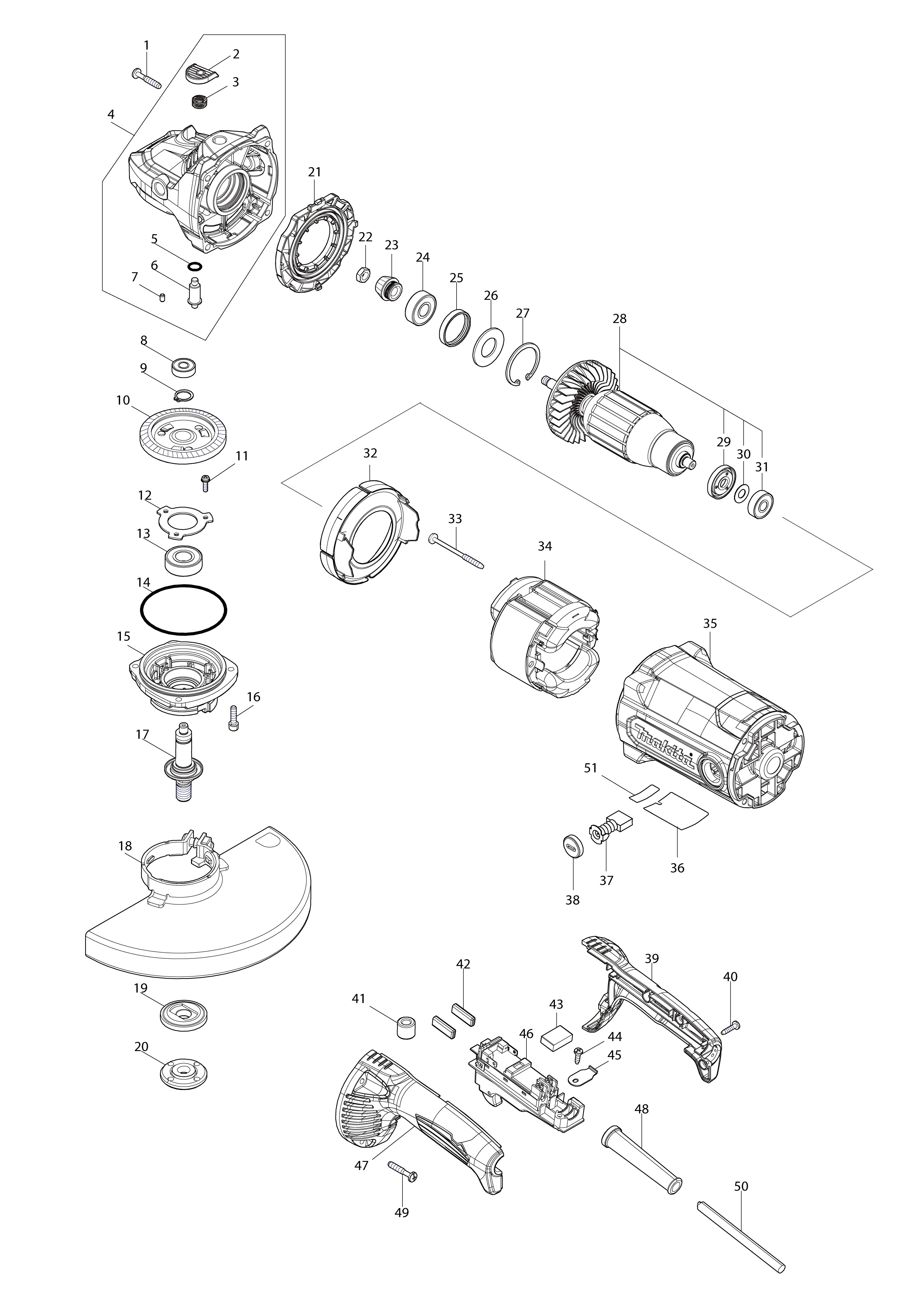 Vue éclatée Makita GA9090#01