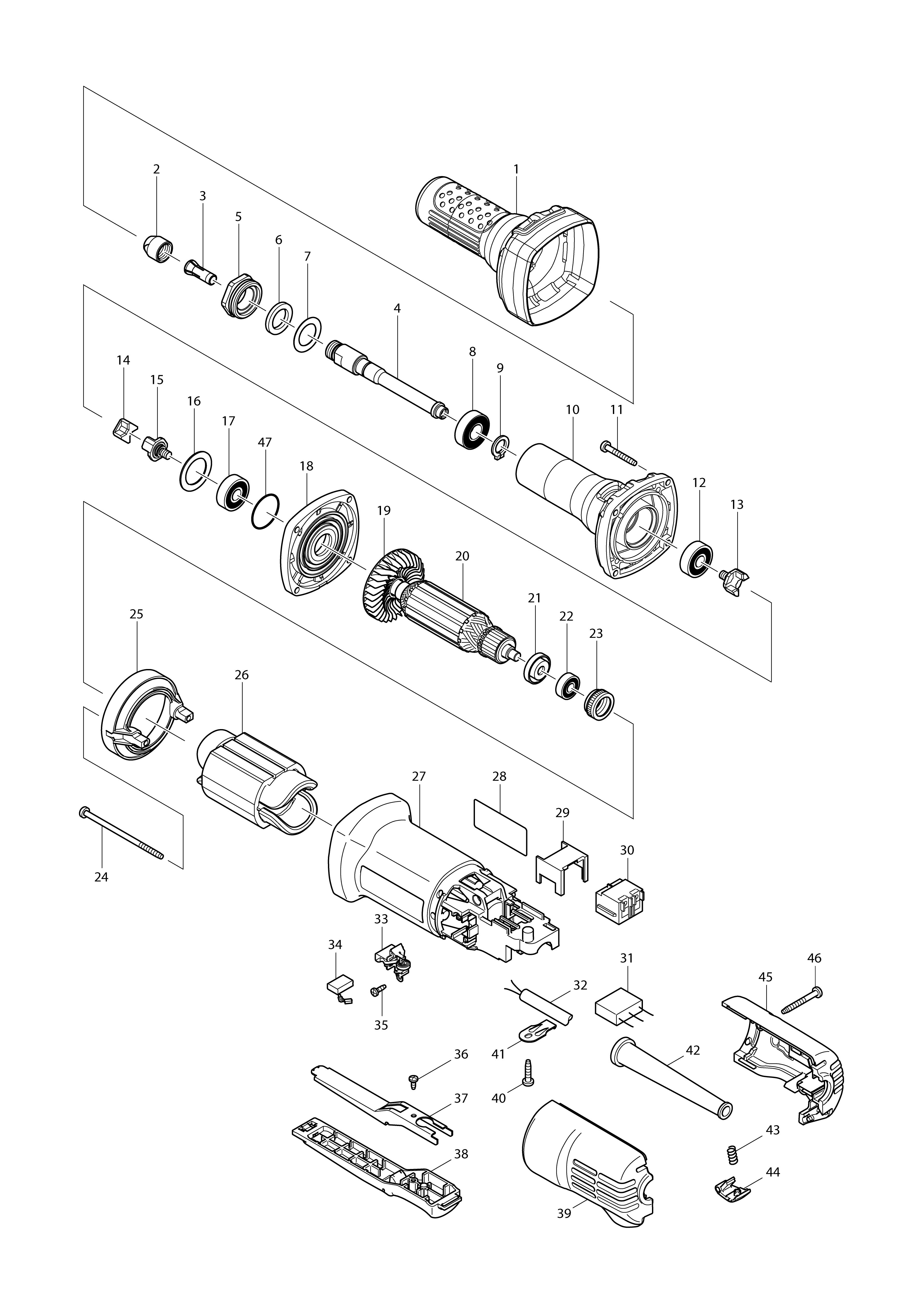 Vue éclatée Makita GD0600#01