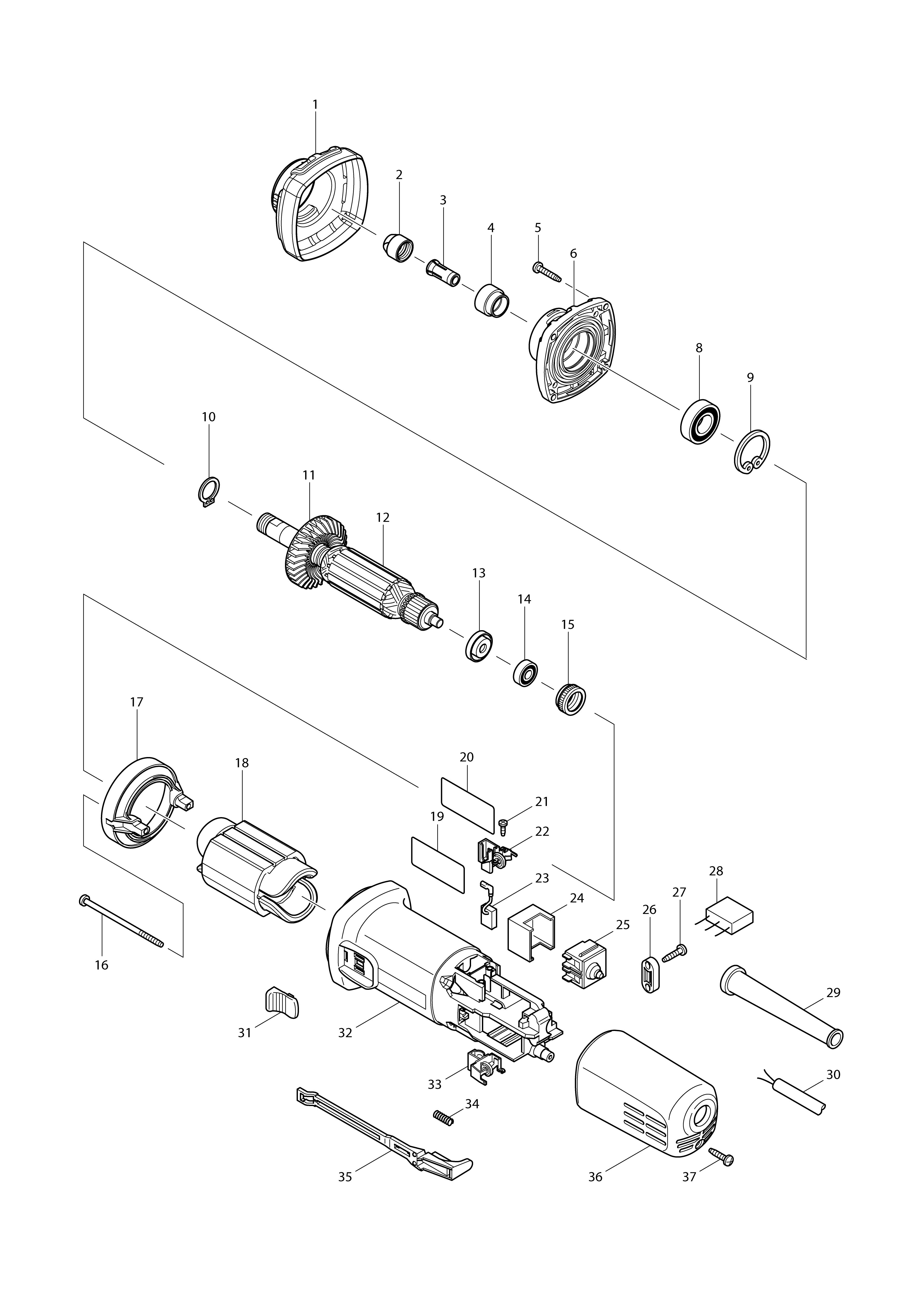 Vue éclatée Makita GD0602#01