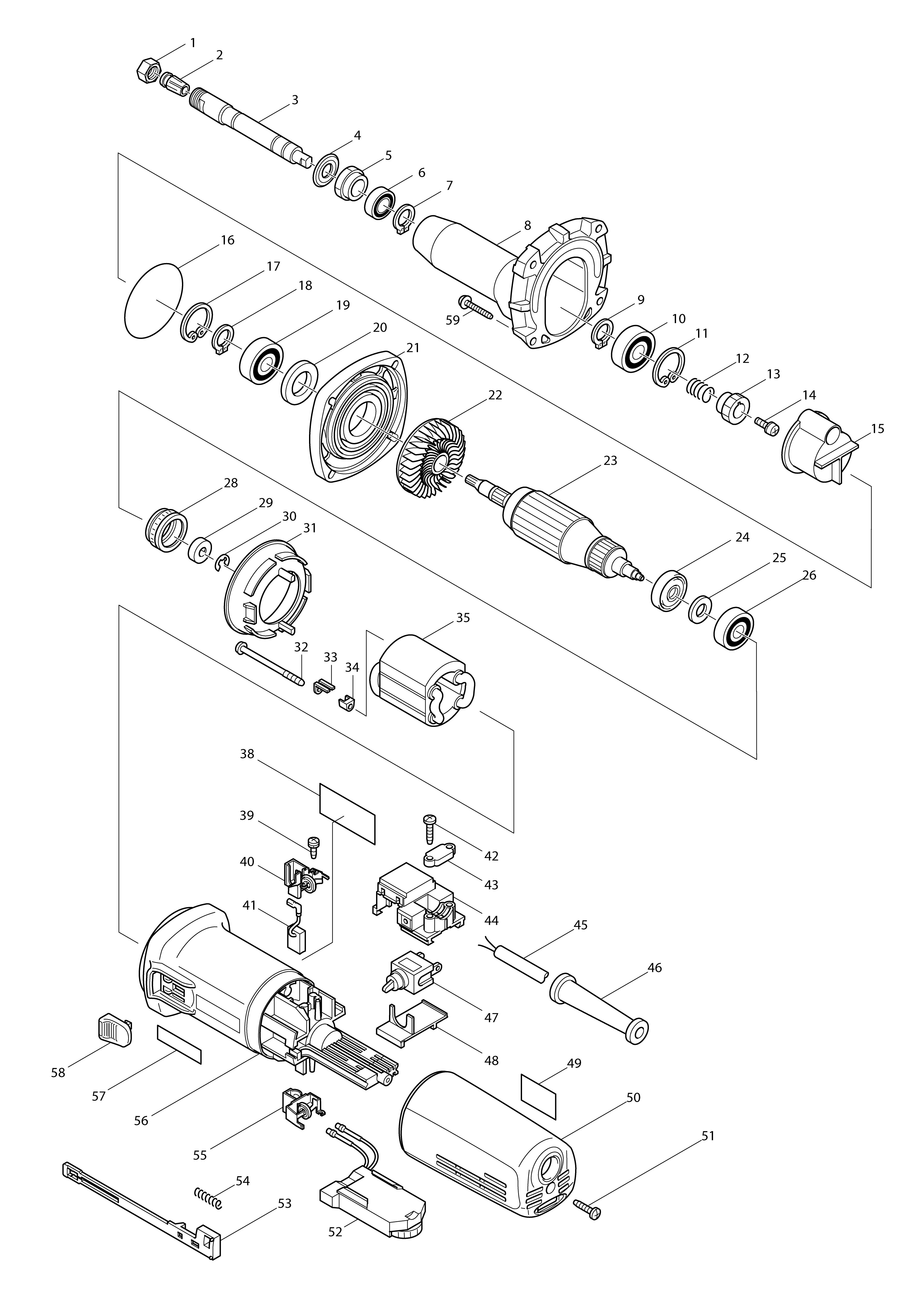 Vue éclatée Makita GD0810C#01