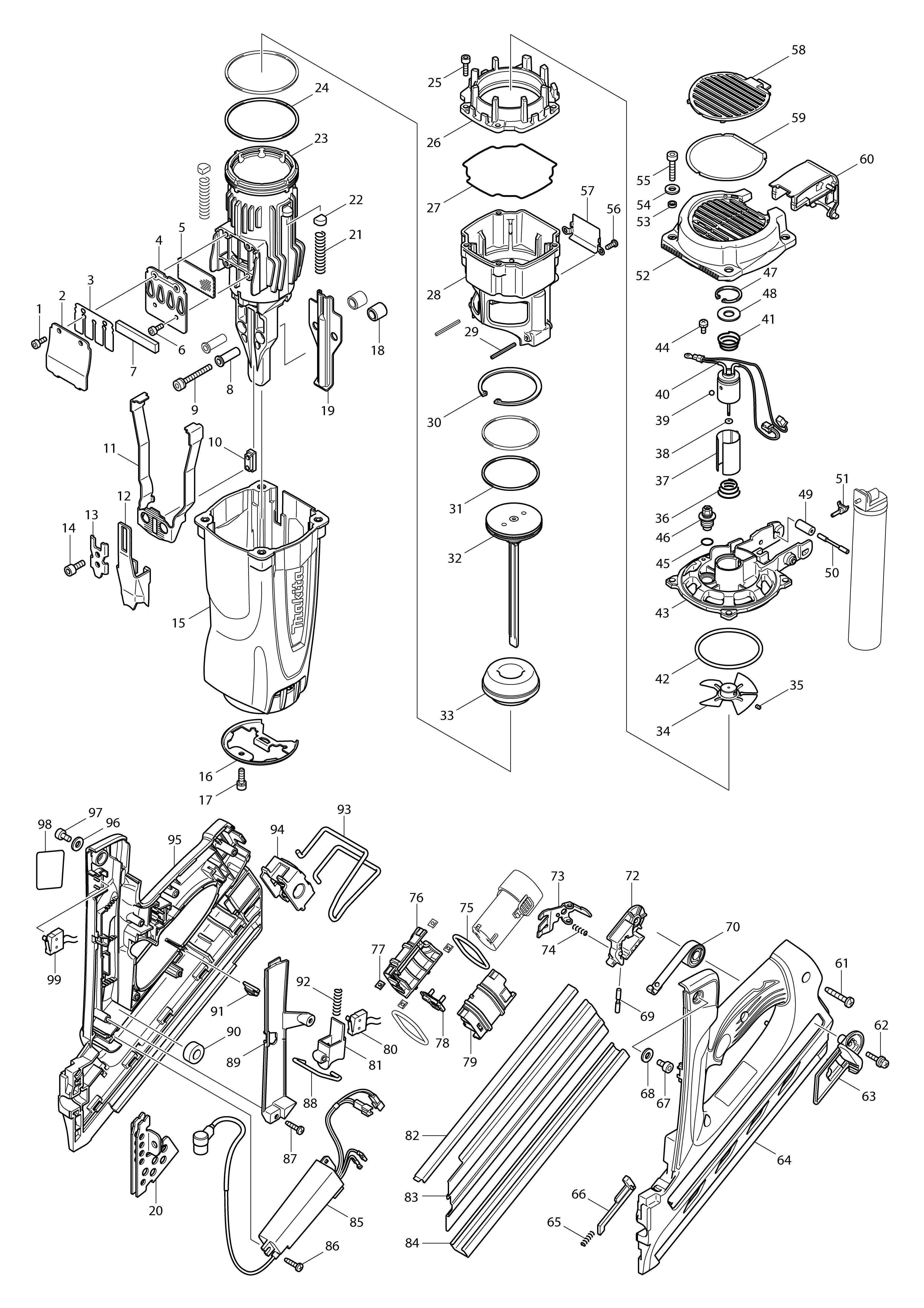 Vue éclatée Makita GN900#01