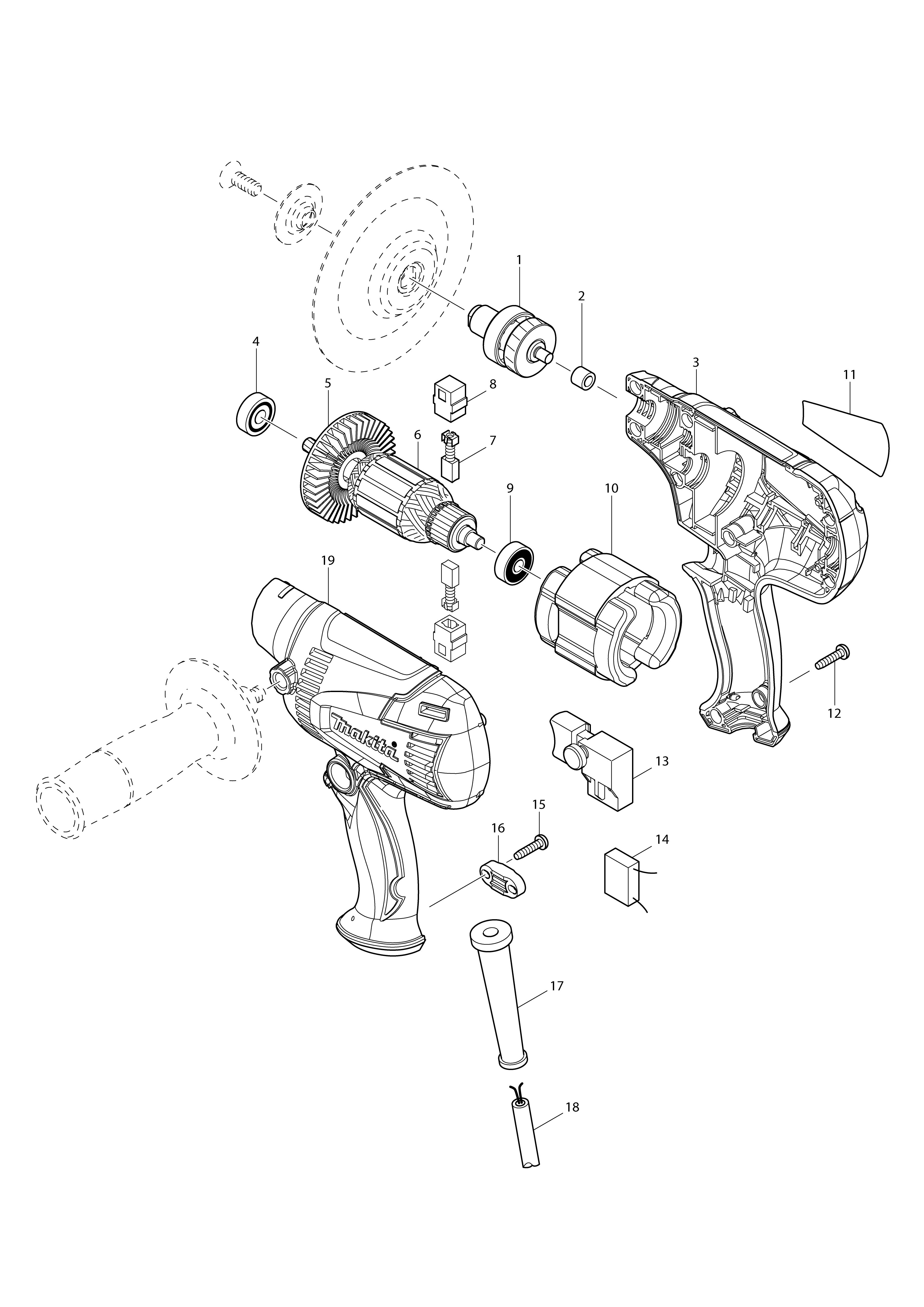 Vue éclatée Makita GV5010#01