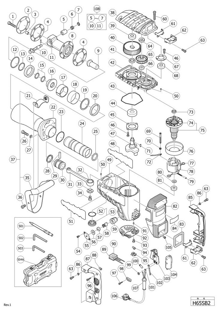 PIECES DETACHEES PIQUEUR HITACHI H90SA