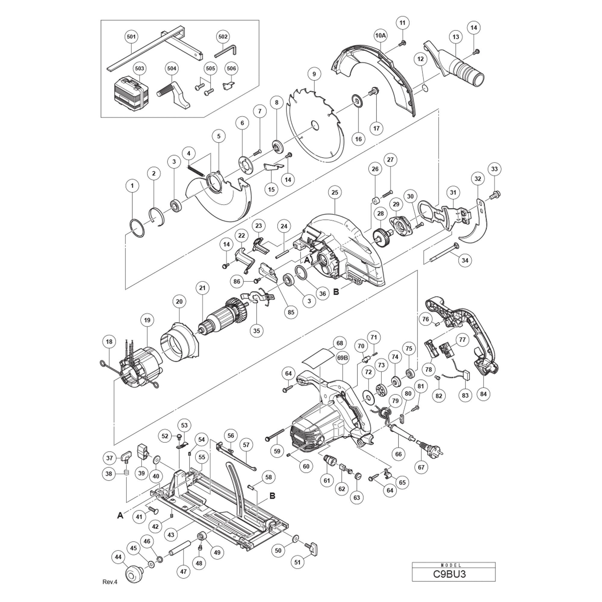 Vue éclatée Hitachi Hikoki C9BU3 #01