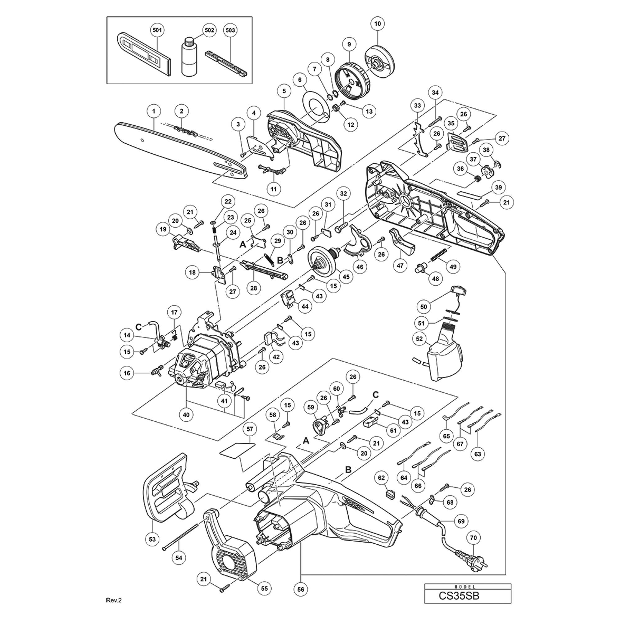 Vue éclatée Hitachi Hikoki CS35SB #01