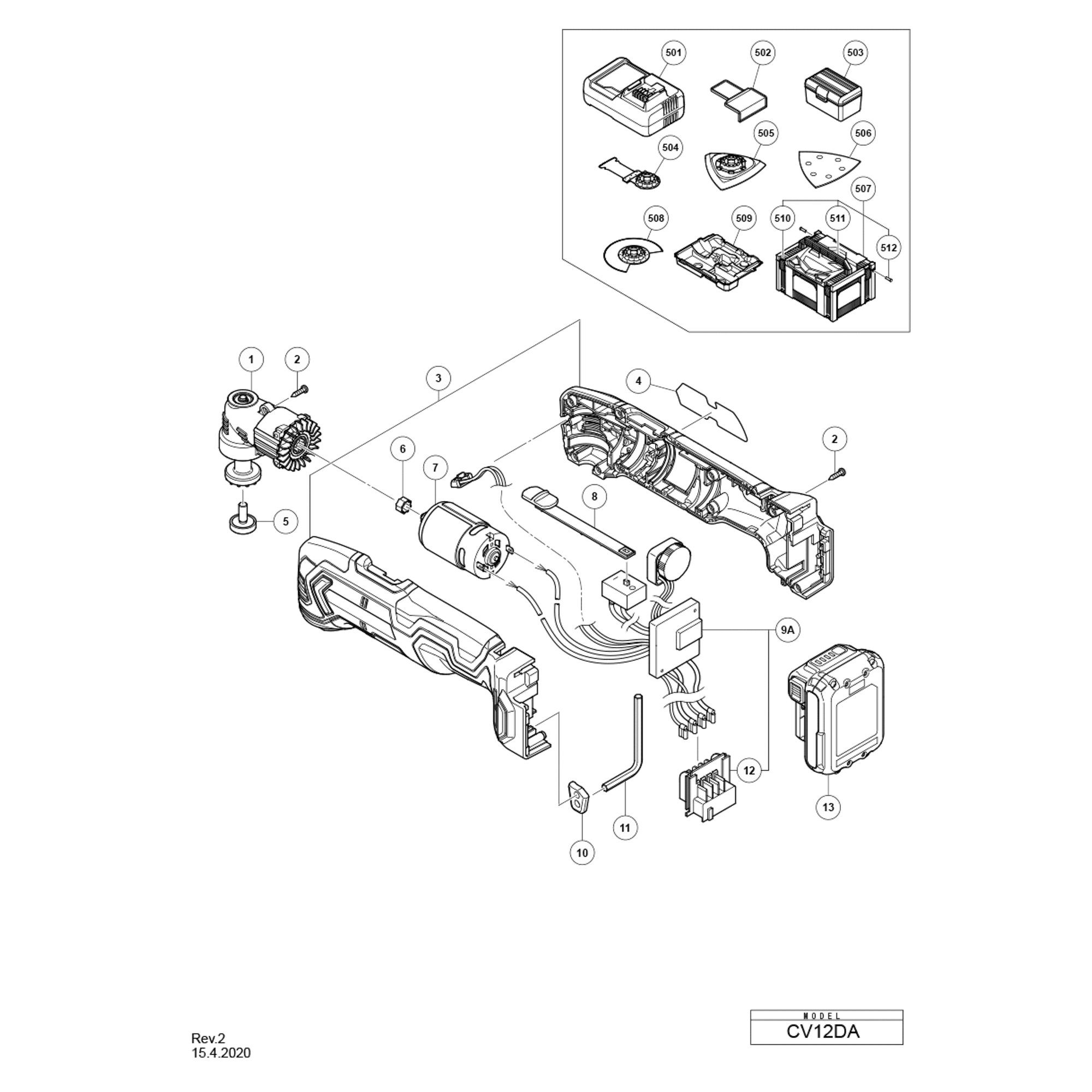 Vue éclatée Hitachi Hikoki CV12DA #01