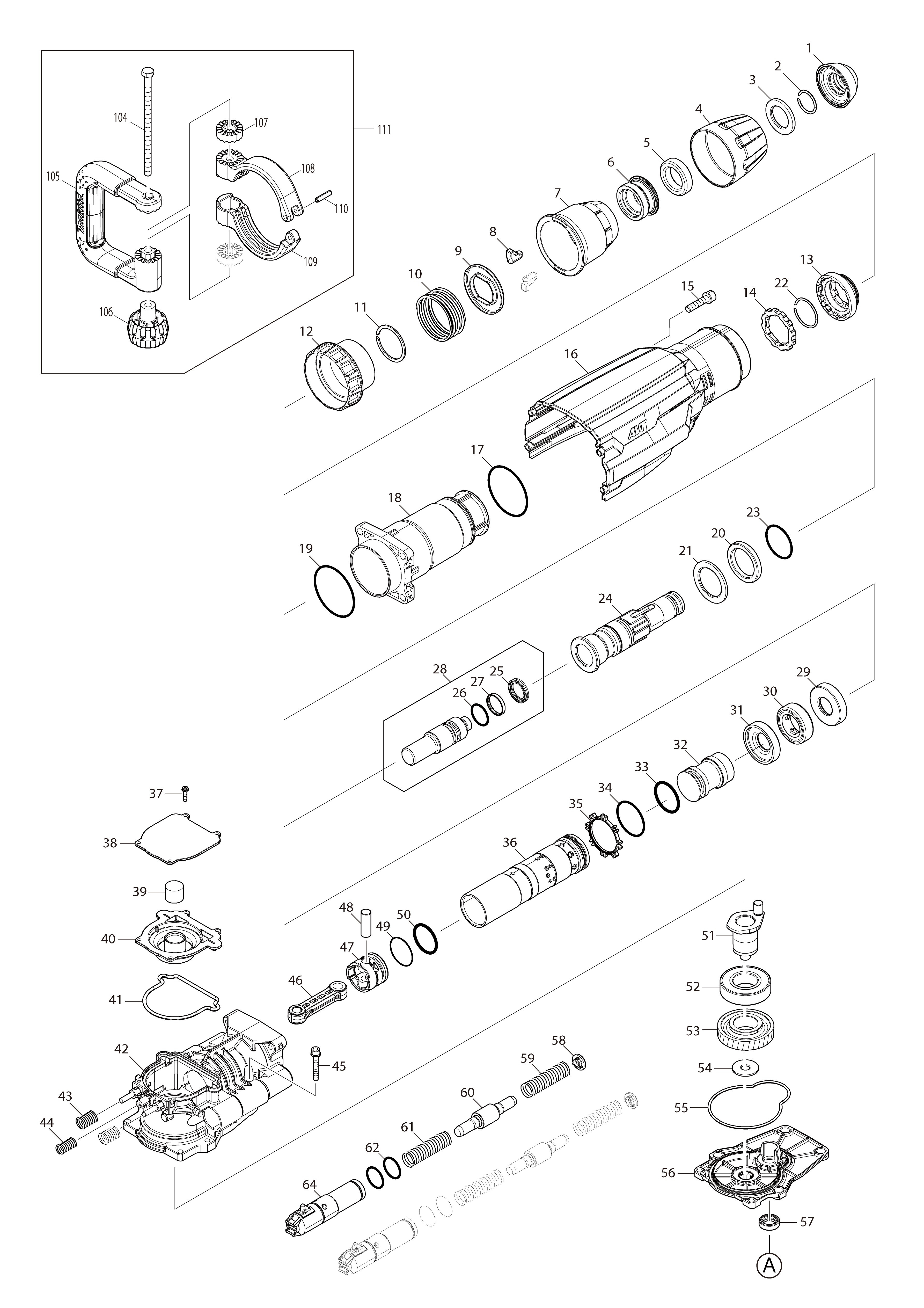 Vue éclatée Makita HM002G#01