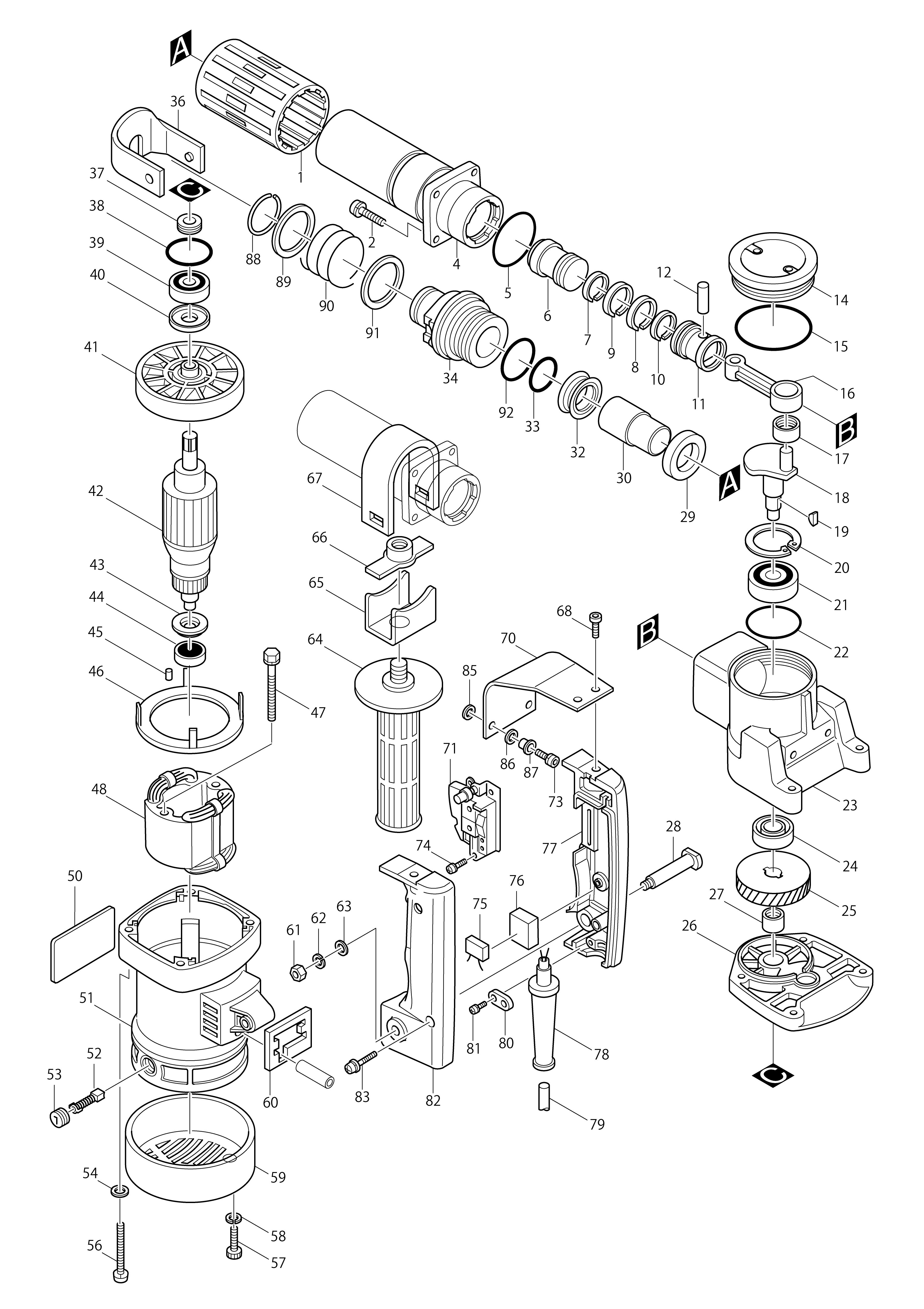 Vue éclatée Makita HM0810#01