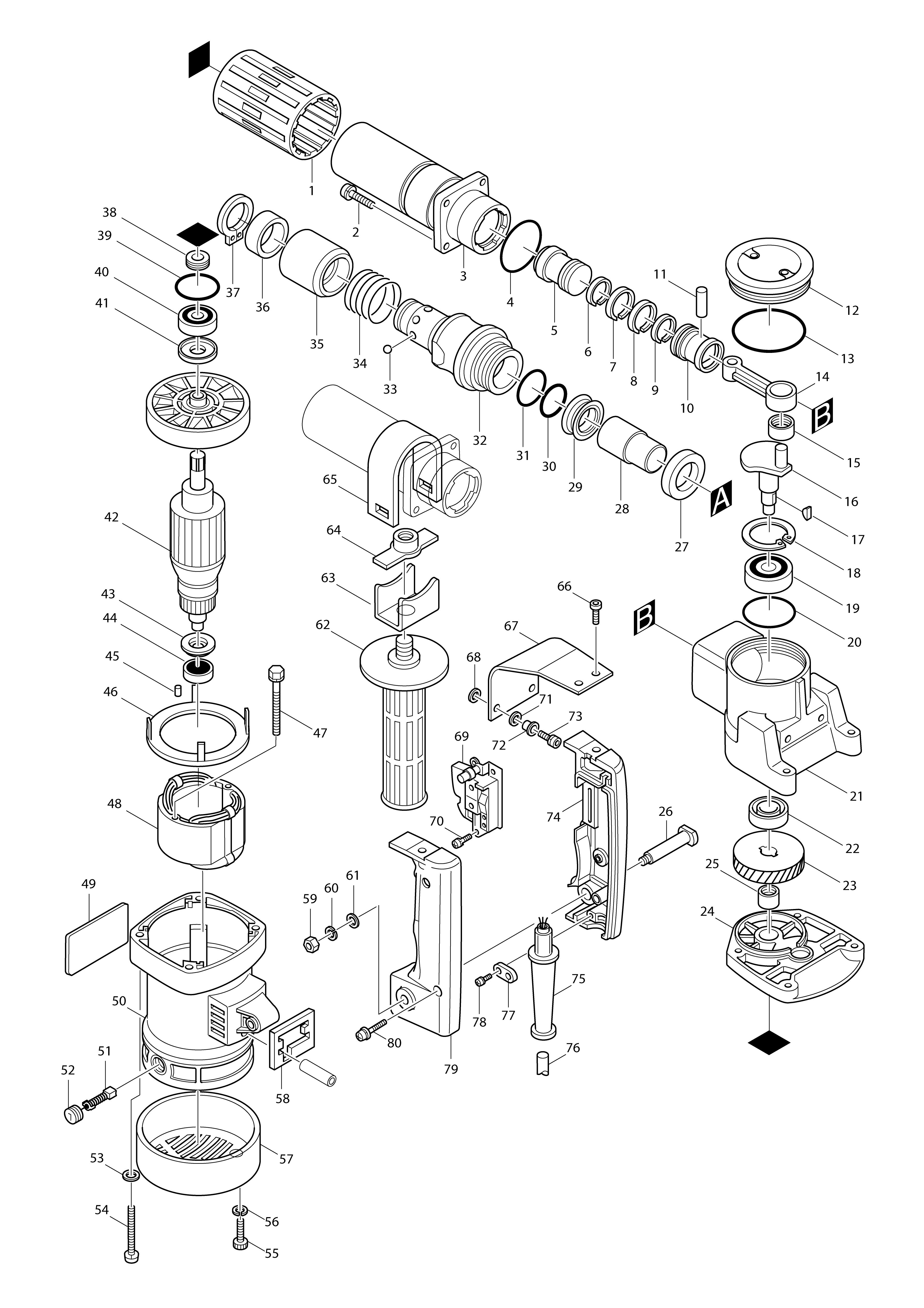 Vue éclatée Makita HM0810T#01