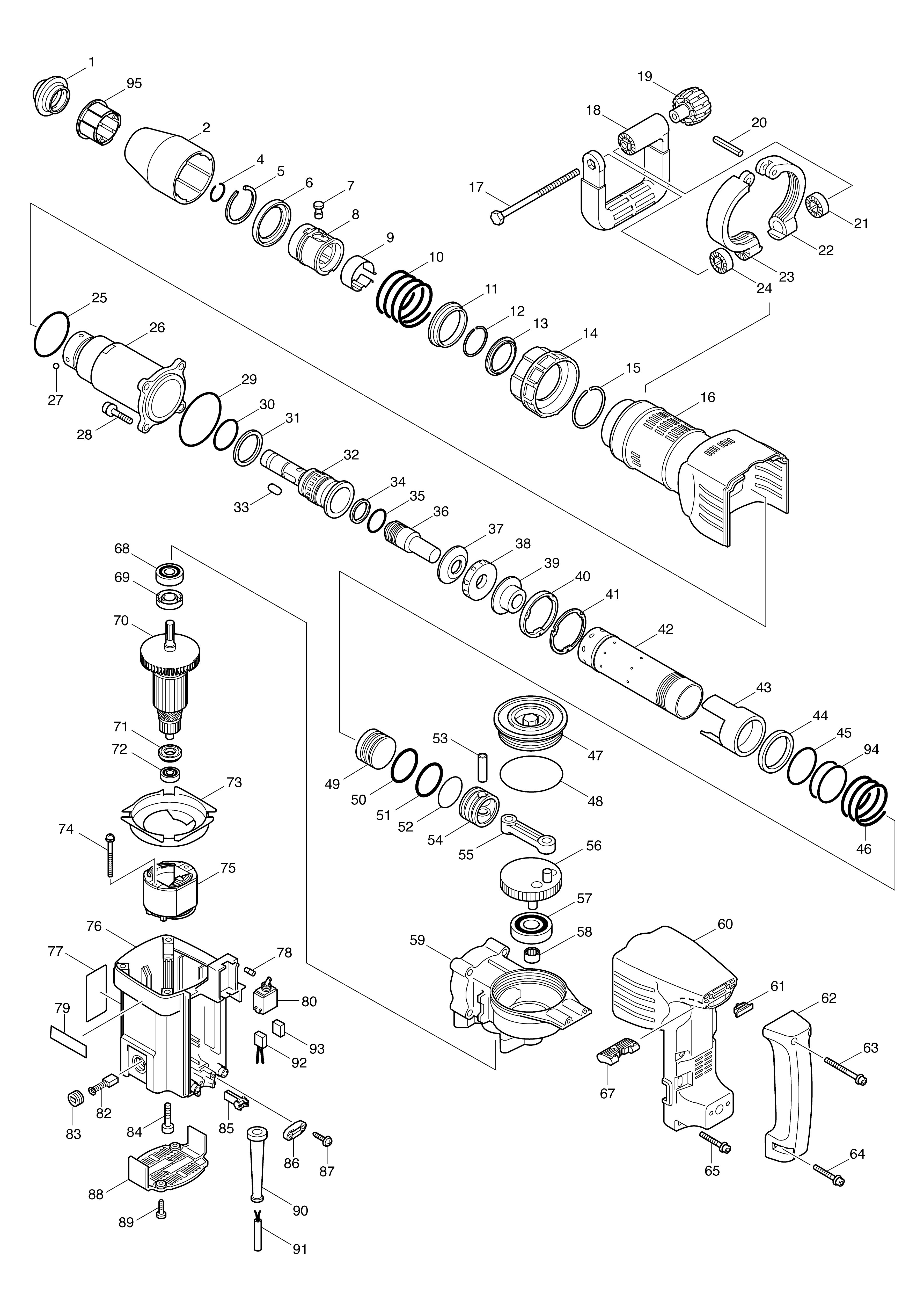 Vue éclatée Makita HM1202#01