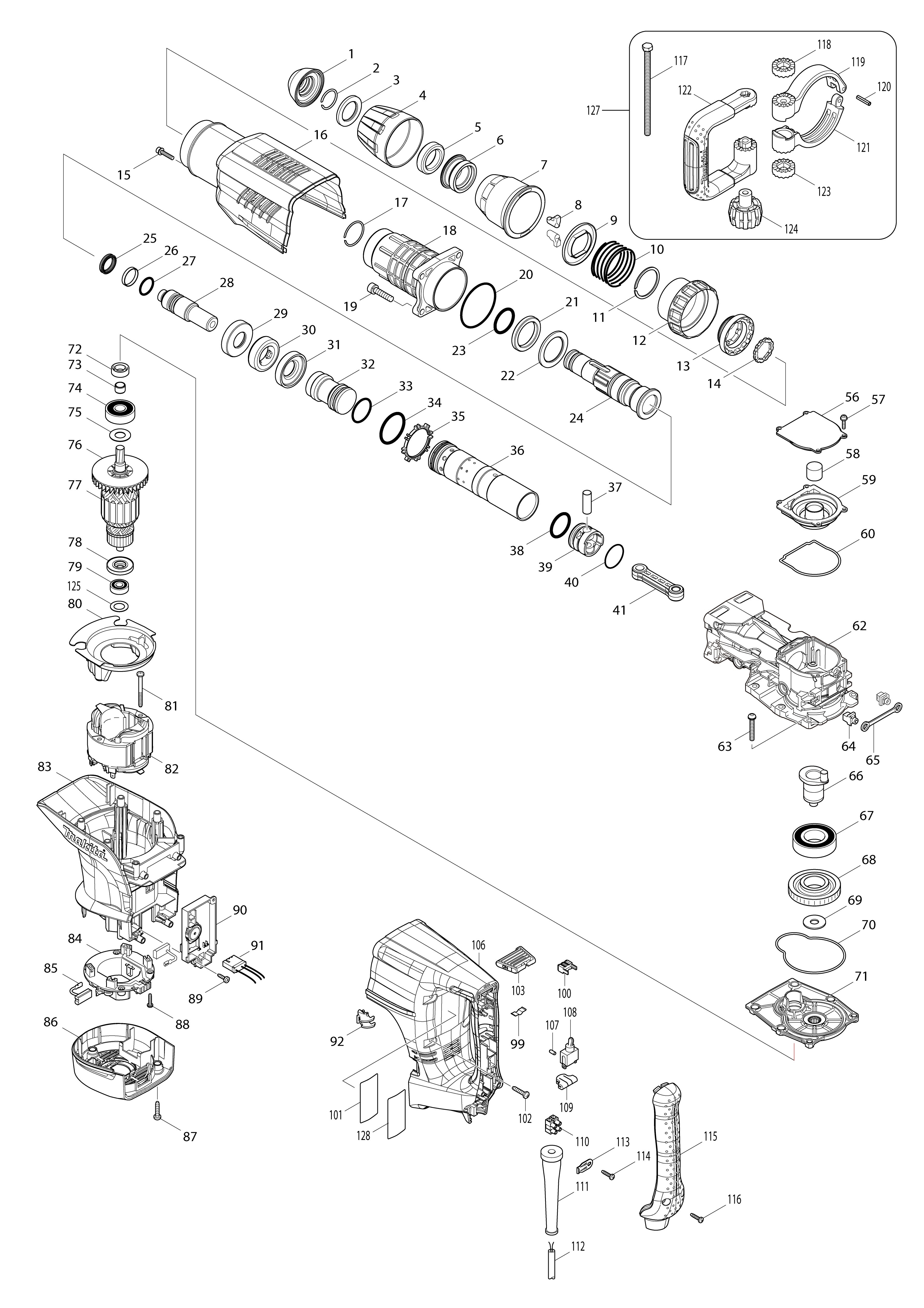 Vue éclatée Makita HM1205C#01