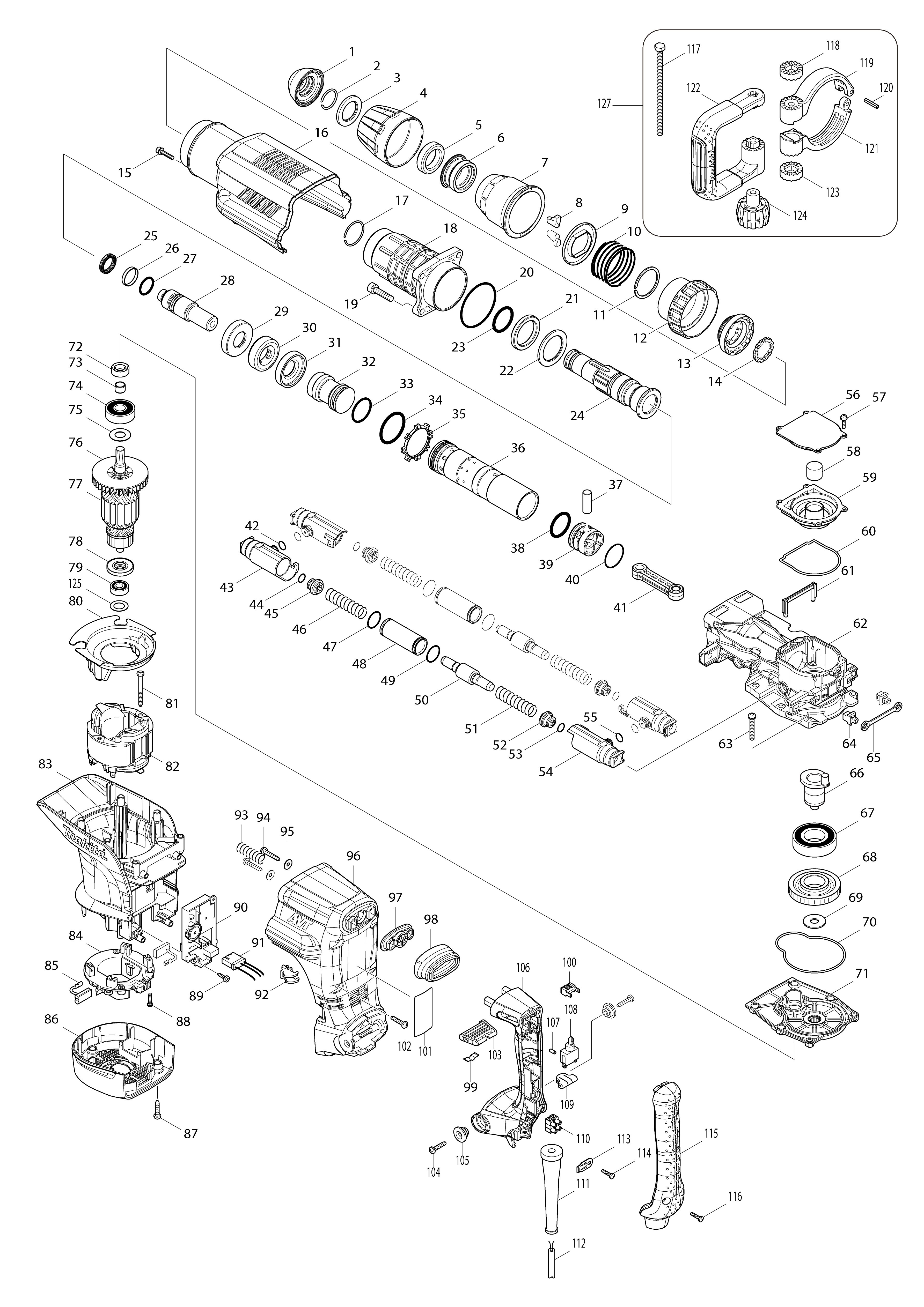 Vue éclatée Makita HM1213C#01