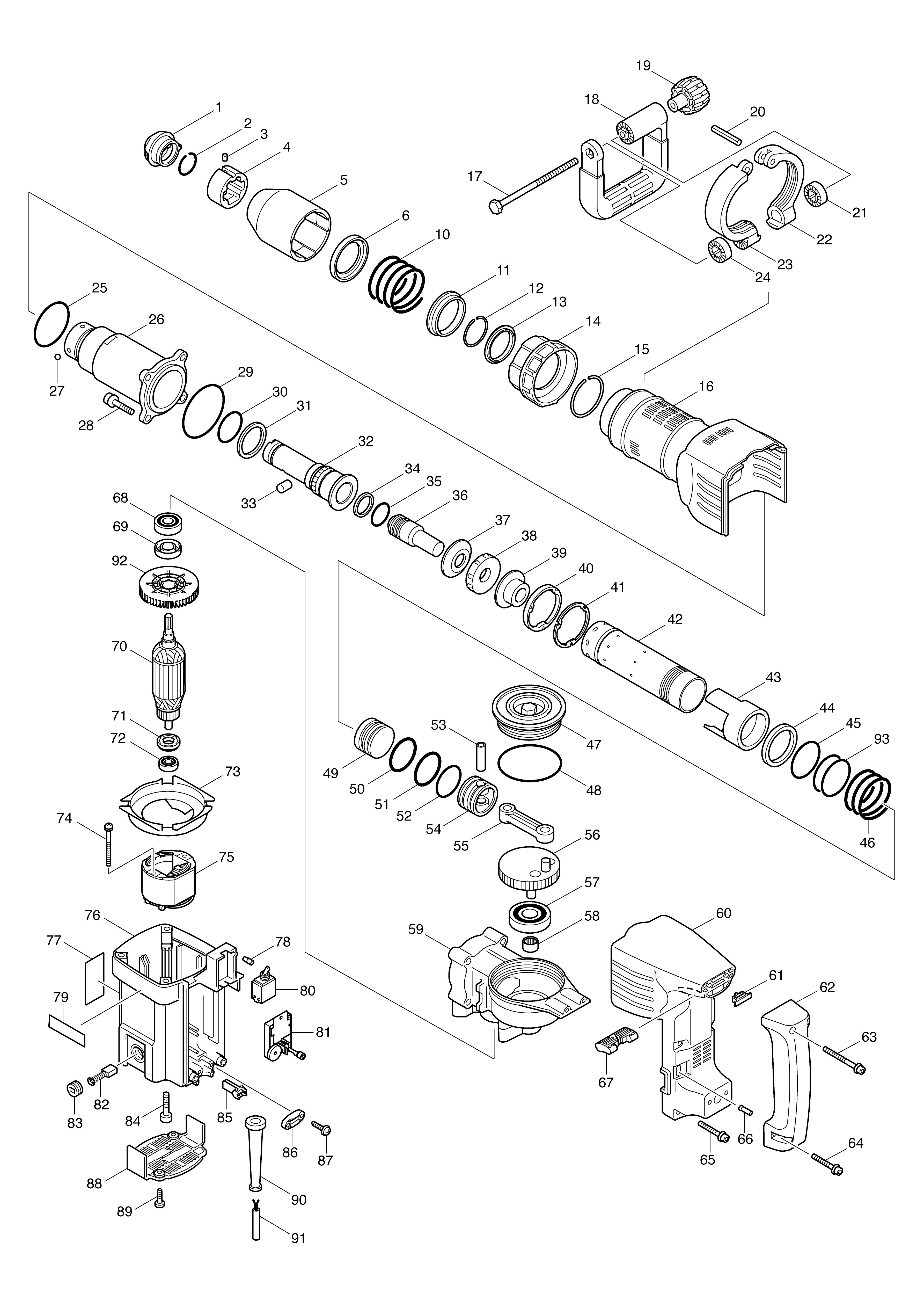 Vue éclatée Makita HM1242C#01