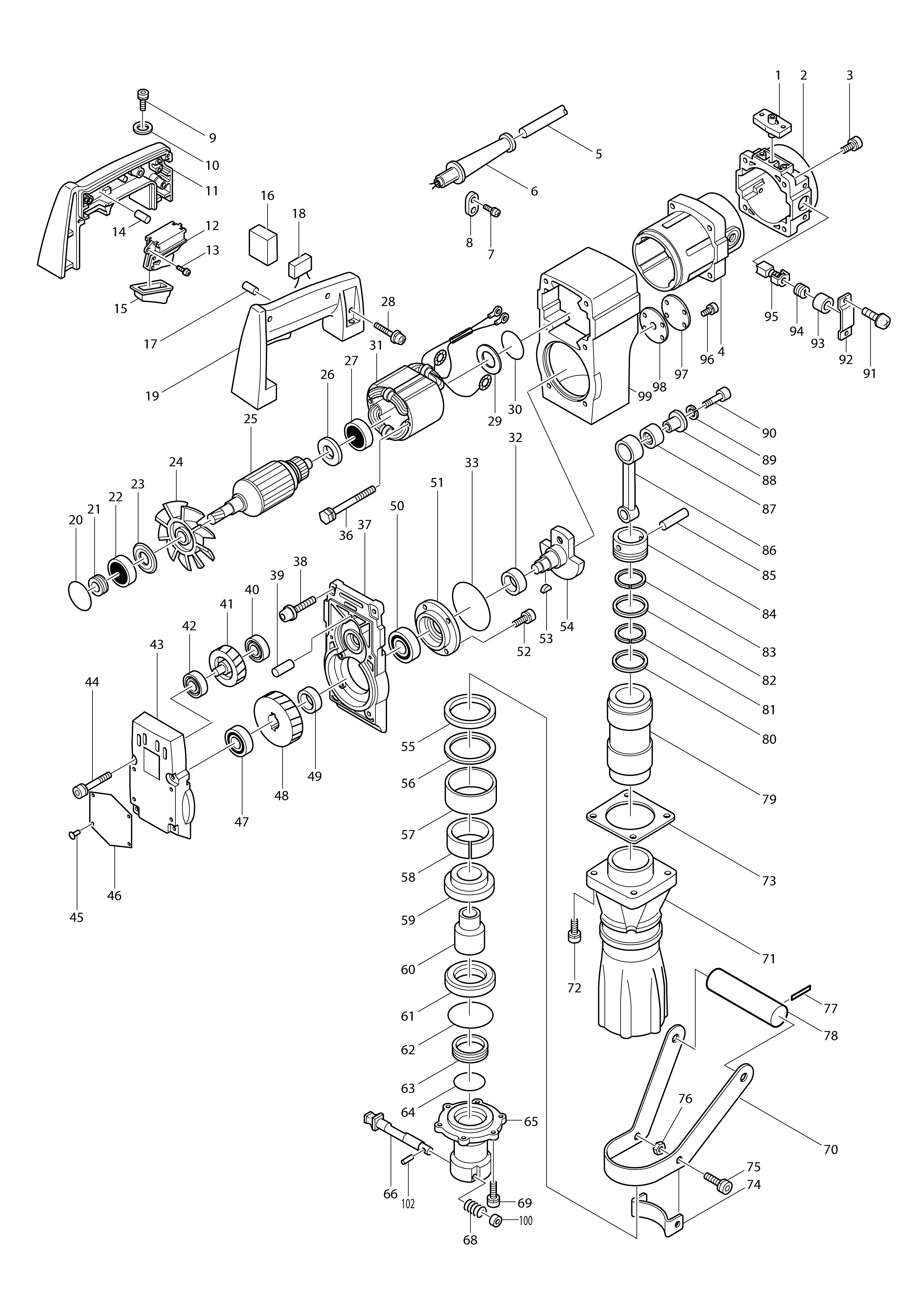 Vue éclatée Makita HM1300#01