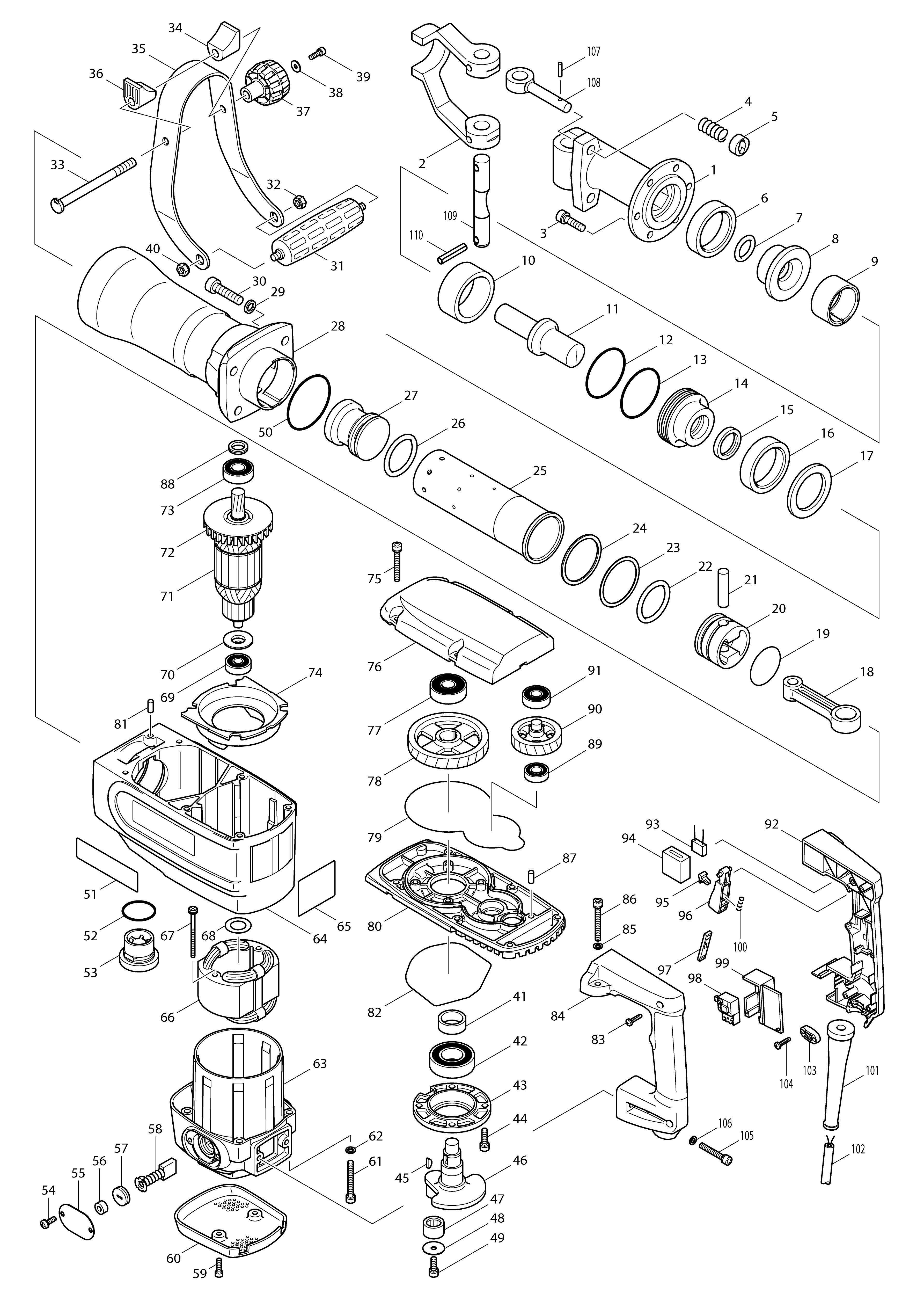 Vue éclatée Makita HM1304B#01