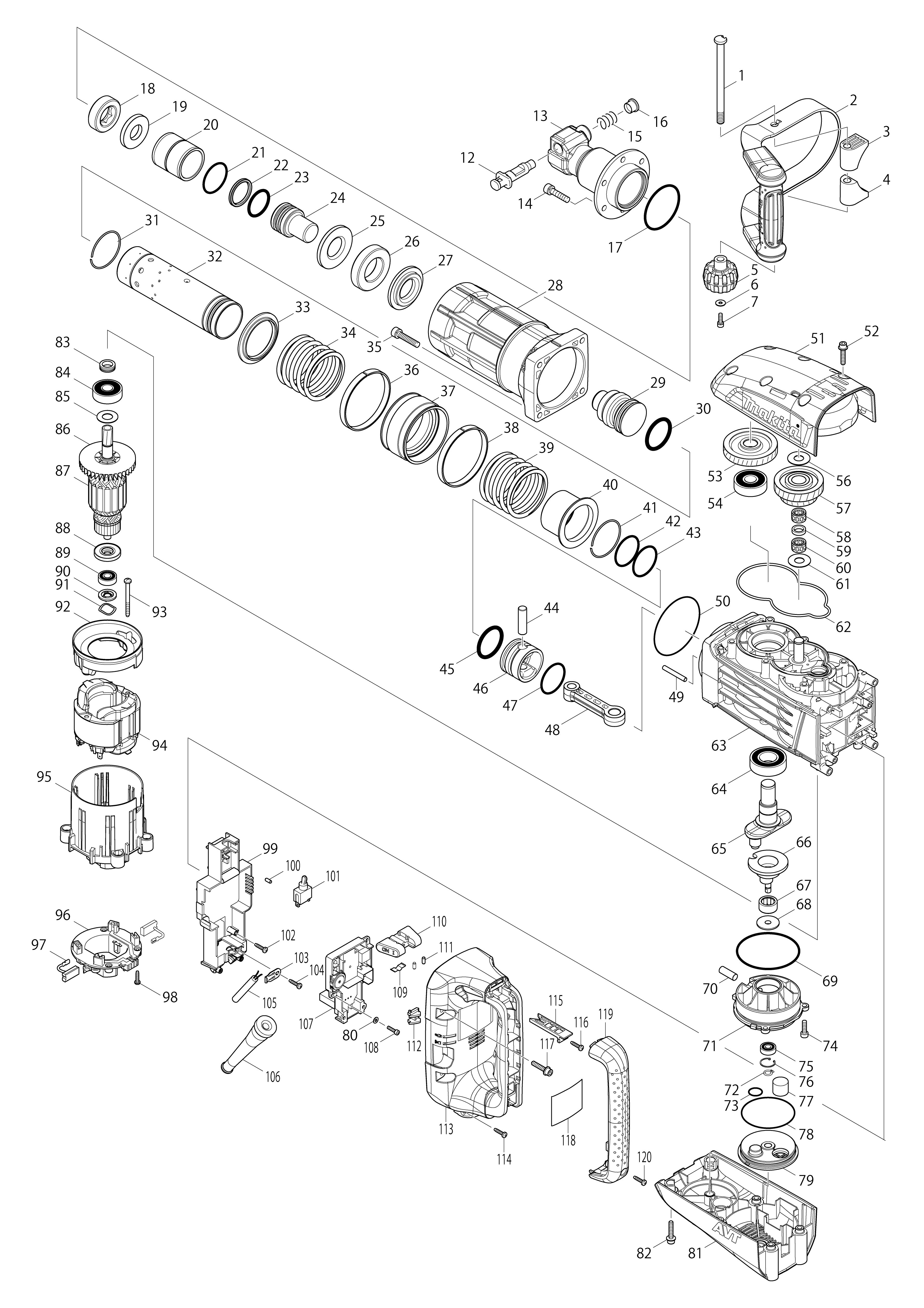 Vue éclatée Makita HM1317C#01
