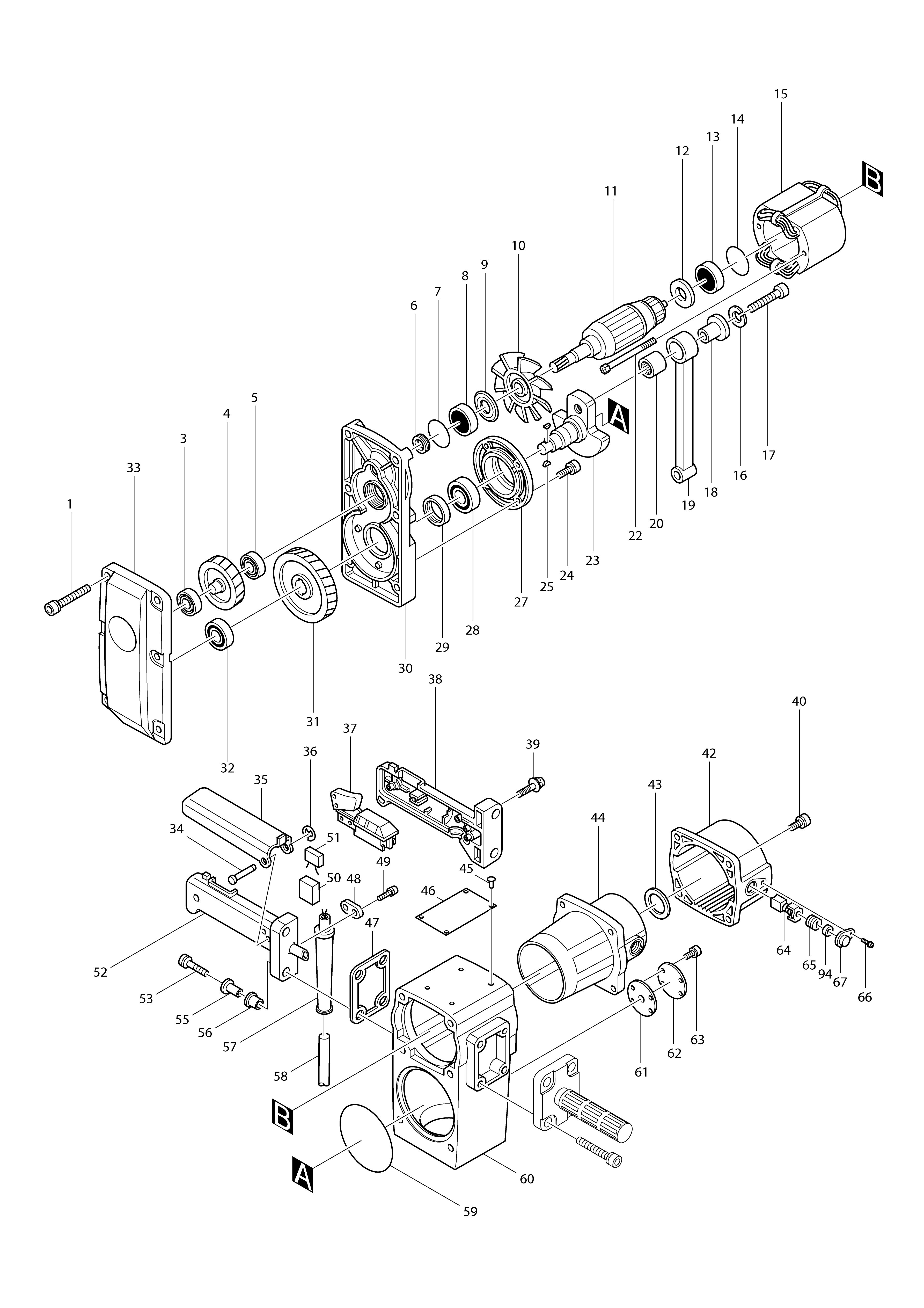 Vue éclatée Makita HM1400#01