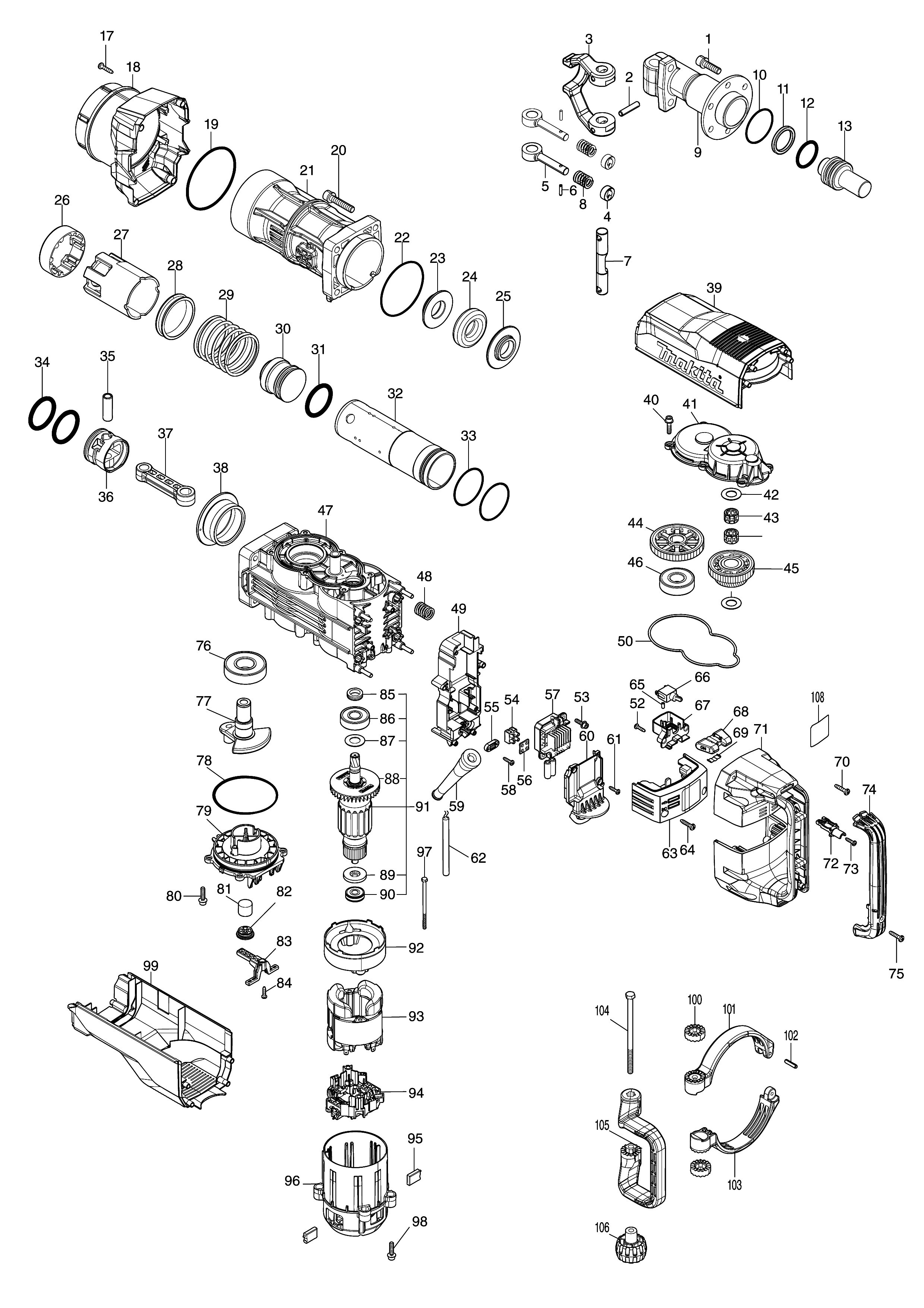 Vue éclatée Makita HM1502#01
