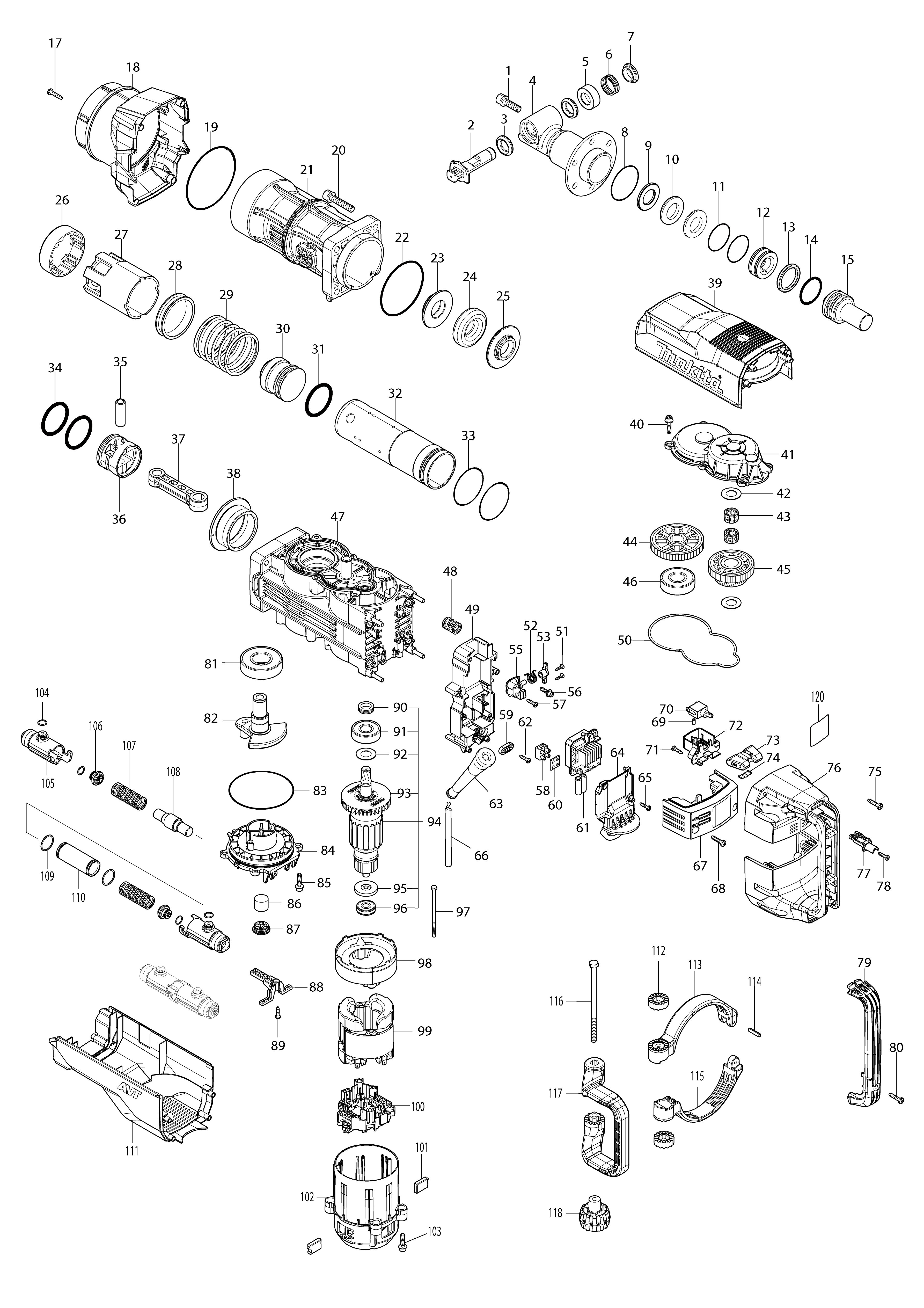 Vue éclatée Makita HM1511#01