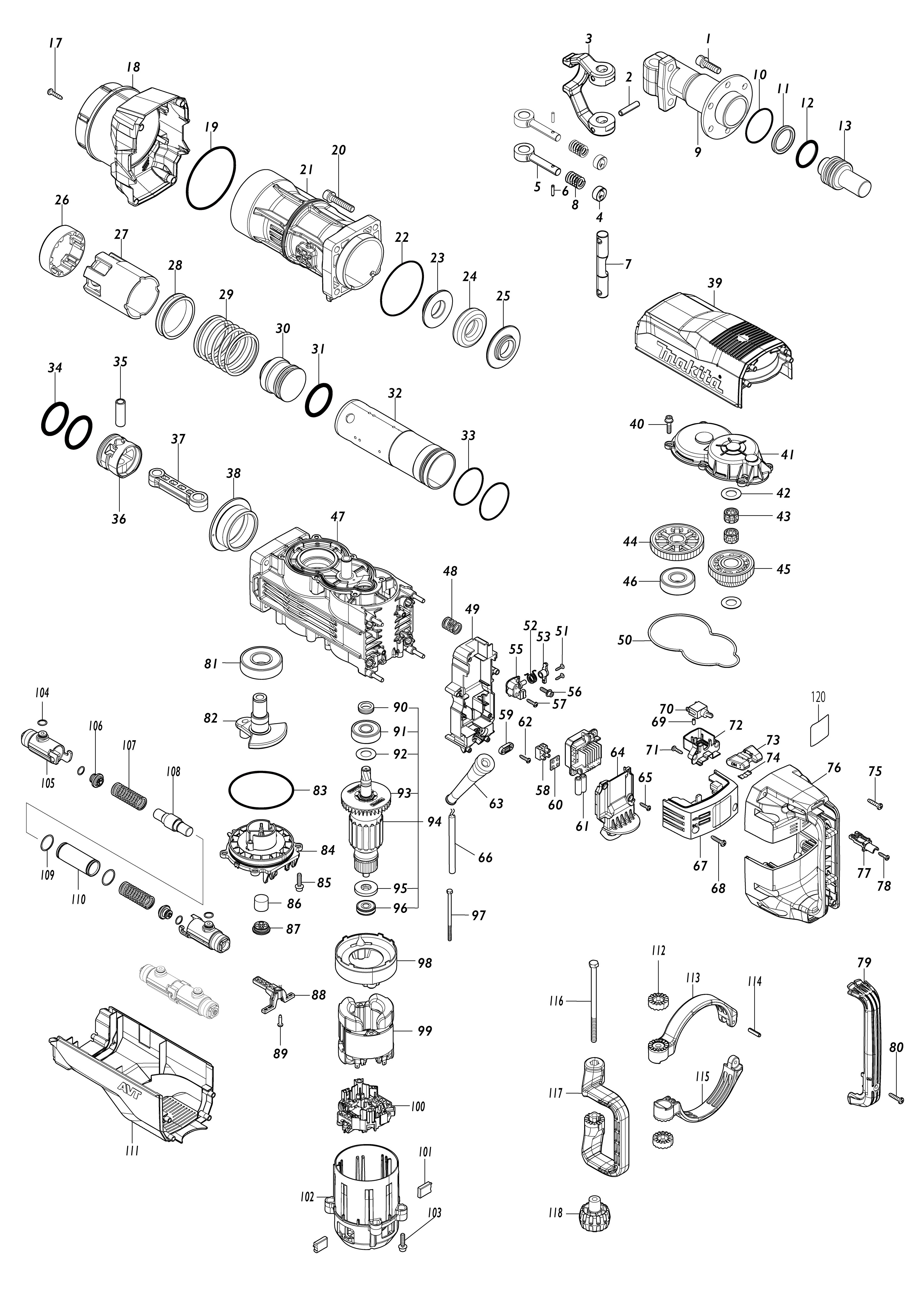 Vue éclatée Makita HM1512#01