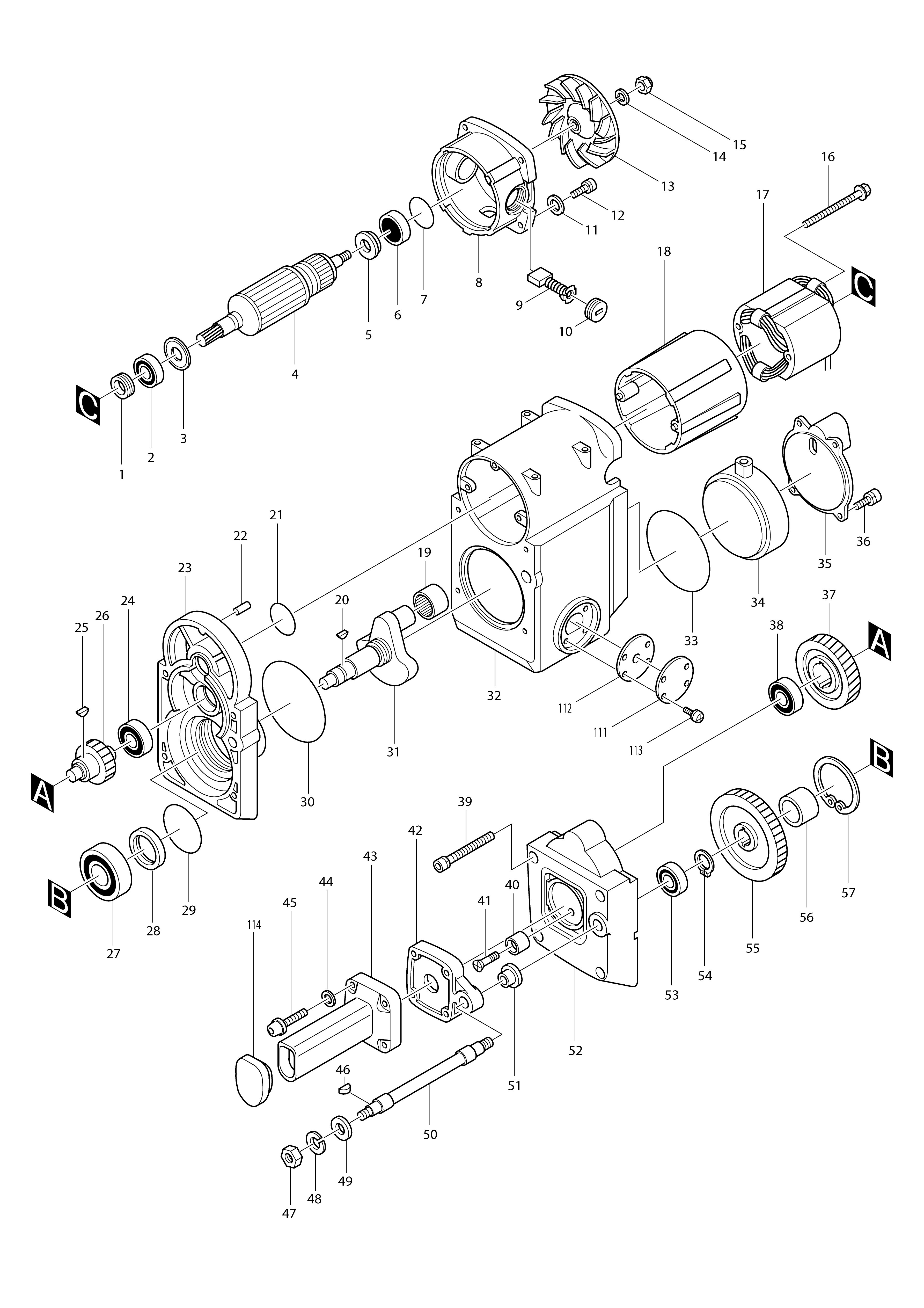 Vue éclatée Makita HM1800#01