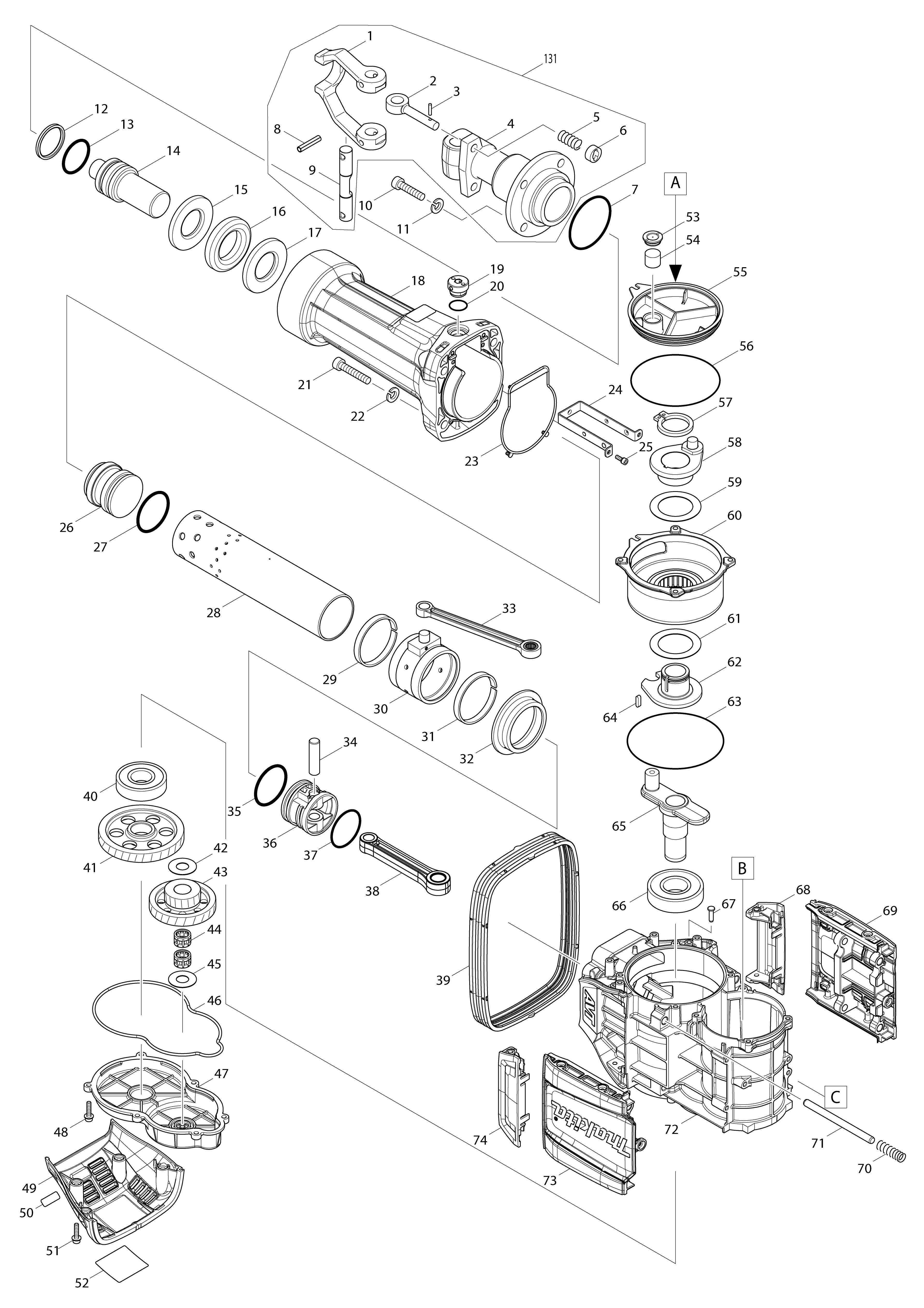 Vue éclatée Makita HM1812#01