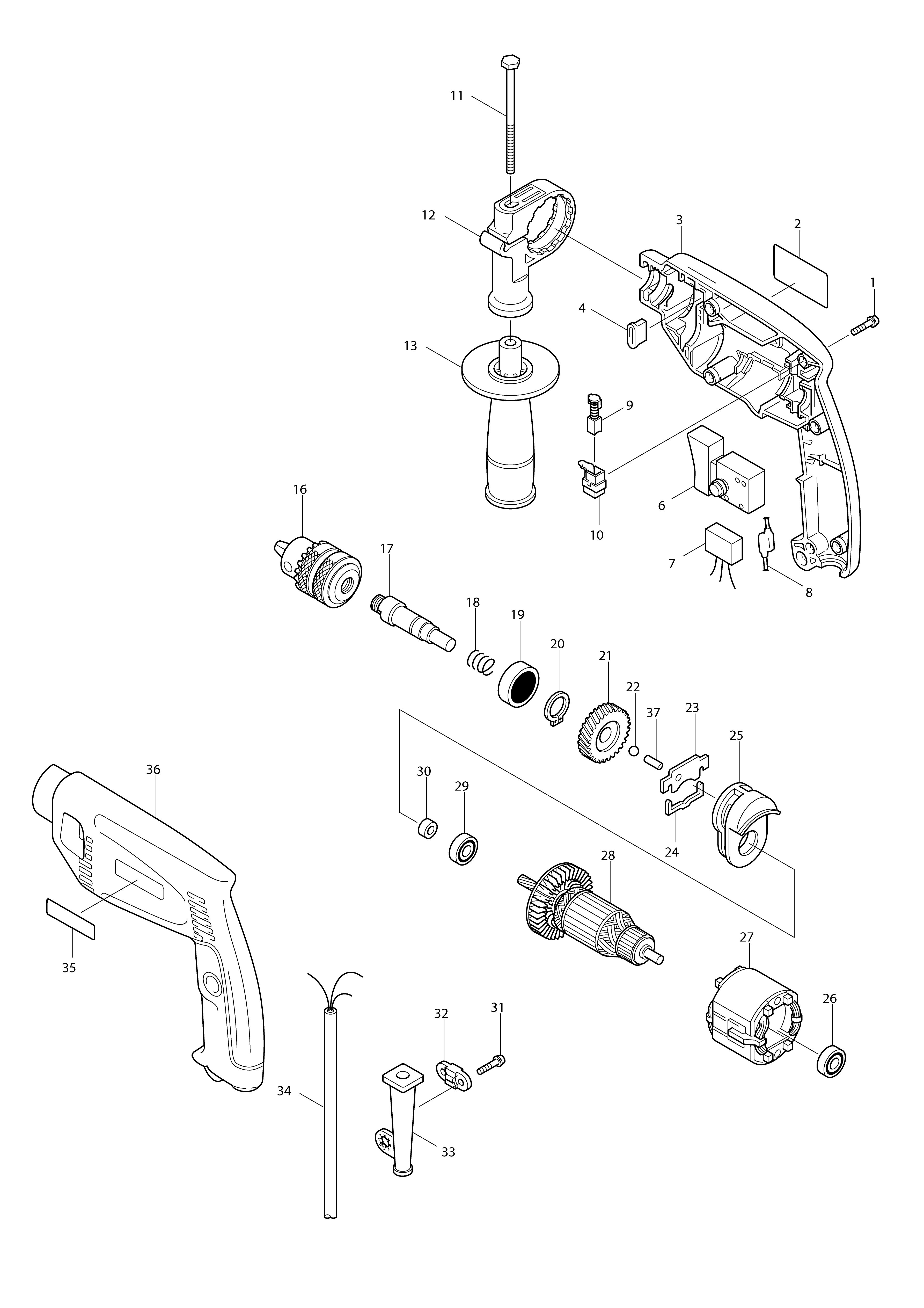Vue éclatée Makita HP1510#01