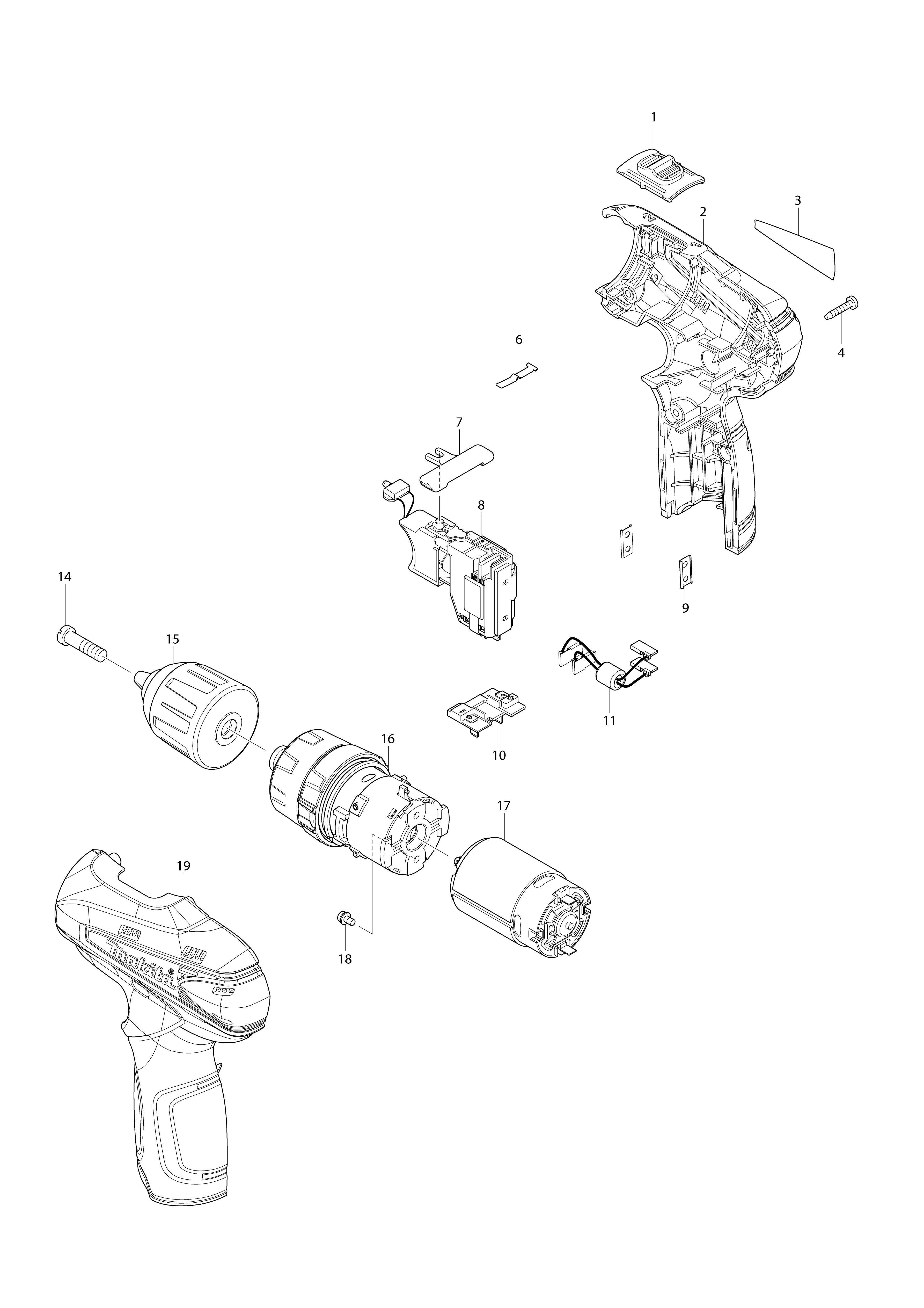 Vue éclatée Makita HP330D#01