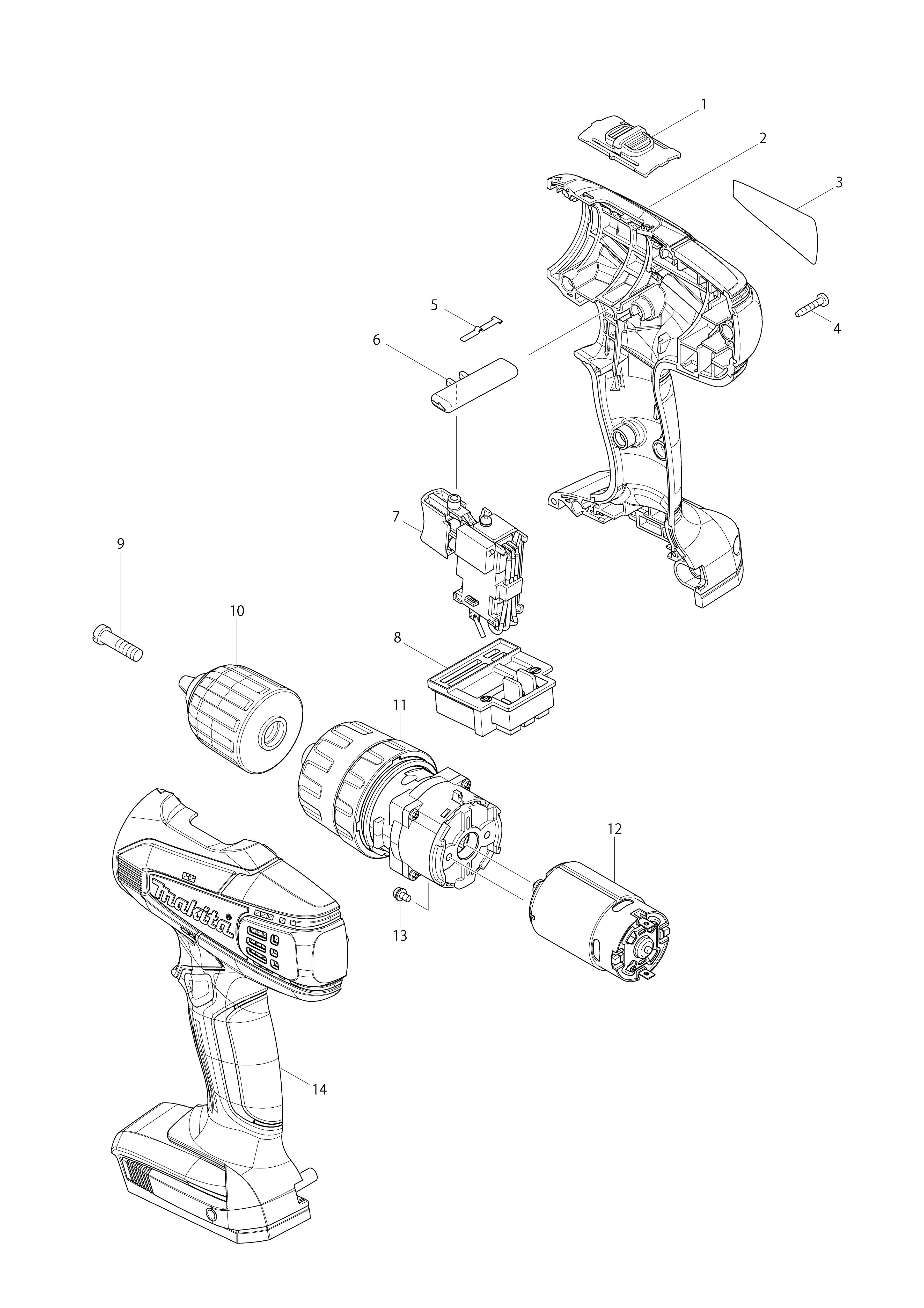 Vue éclatée Makita HP347D#01