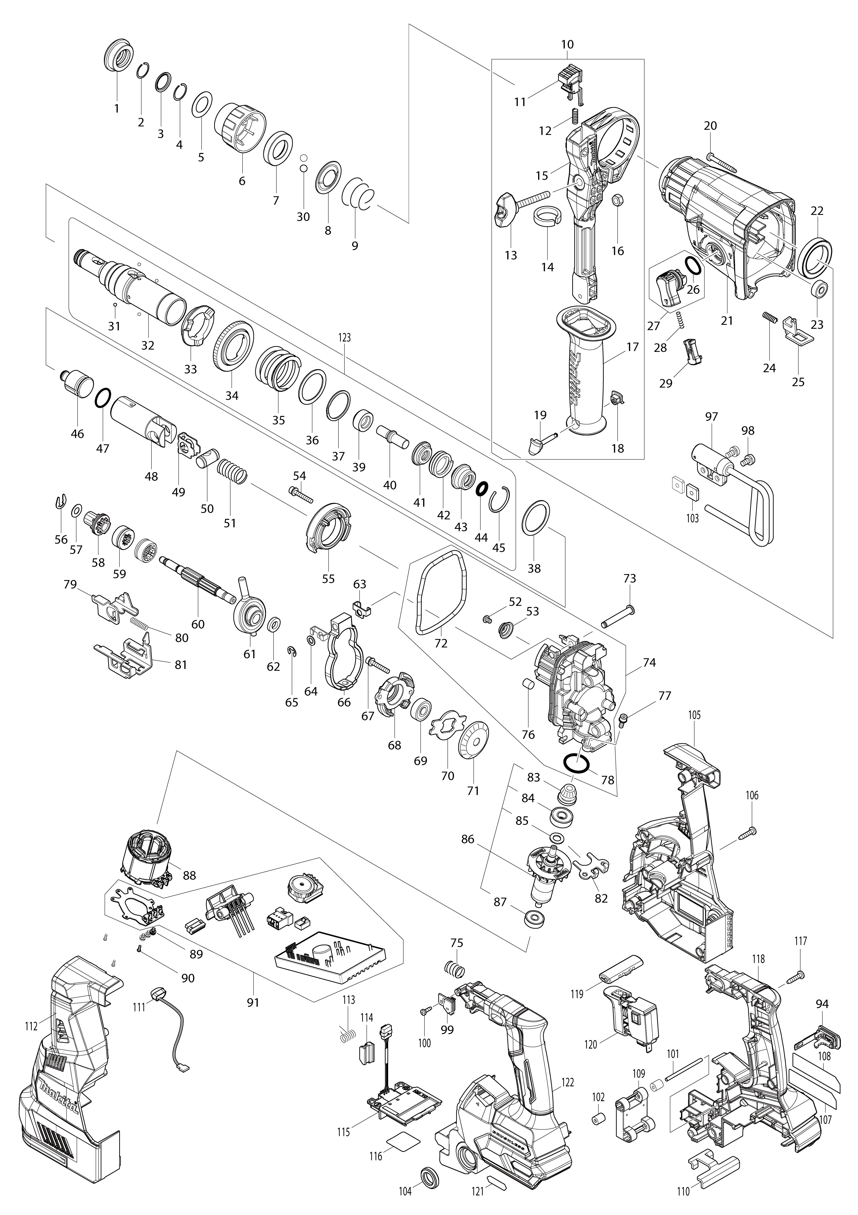 Vue éclatée Makita HR001G#01