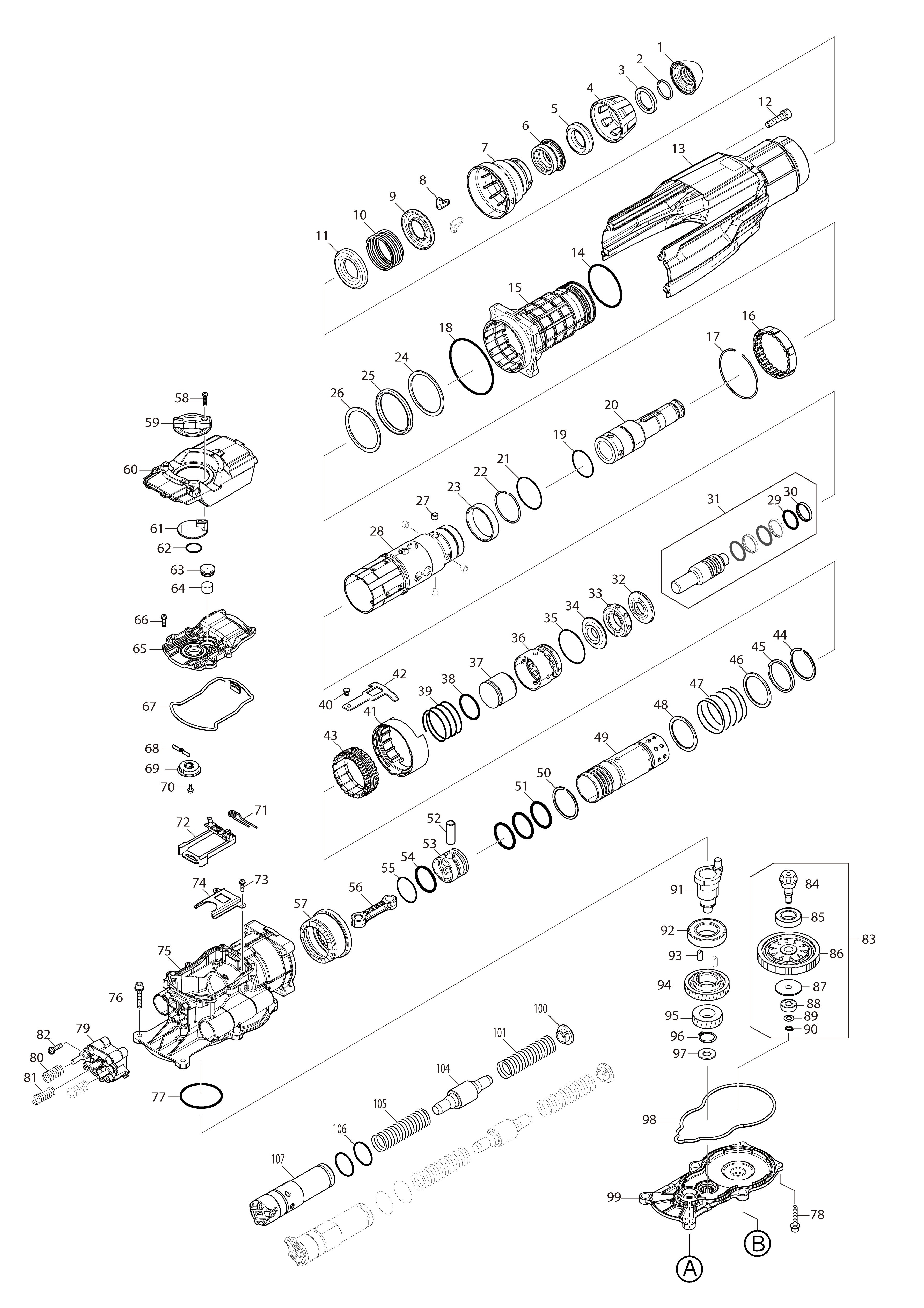 Vue éclatée Makita HR006G#01