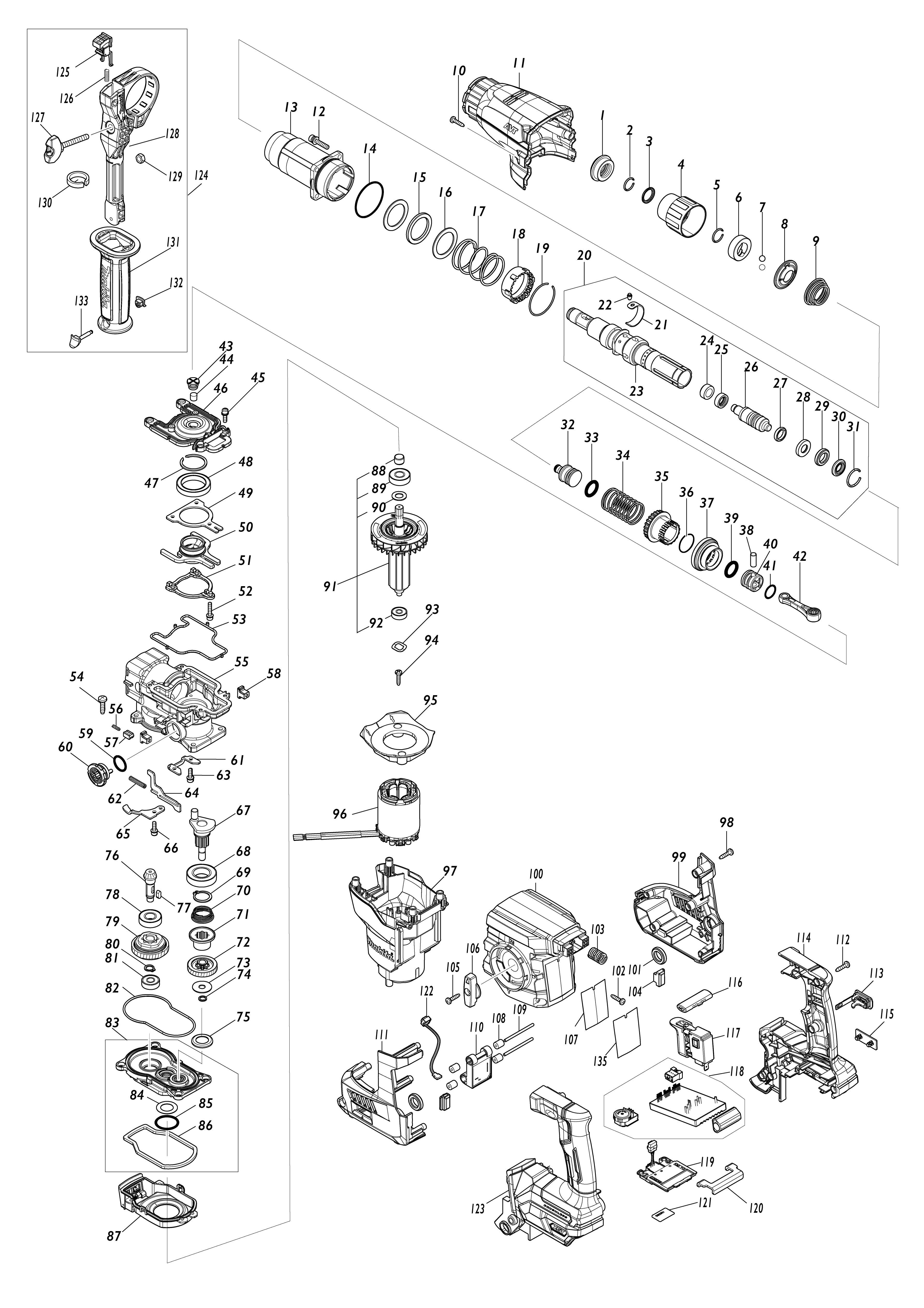 Vue éclatée Makita HR008G#01