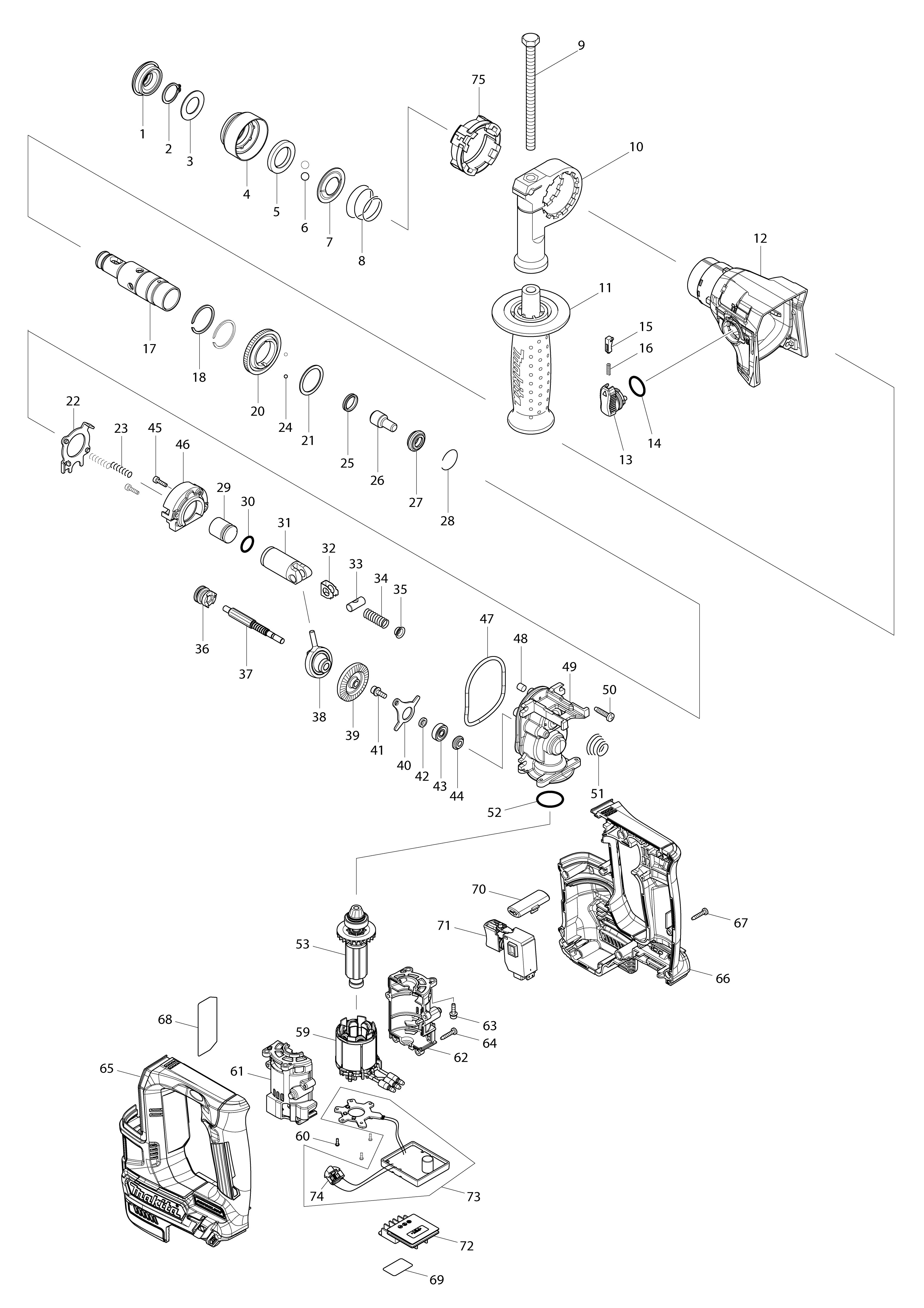 Vue éclatée Makita HR166D#01