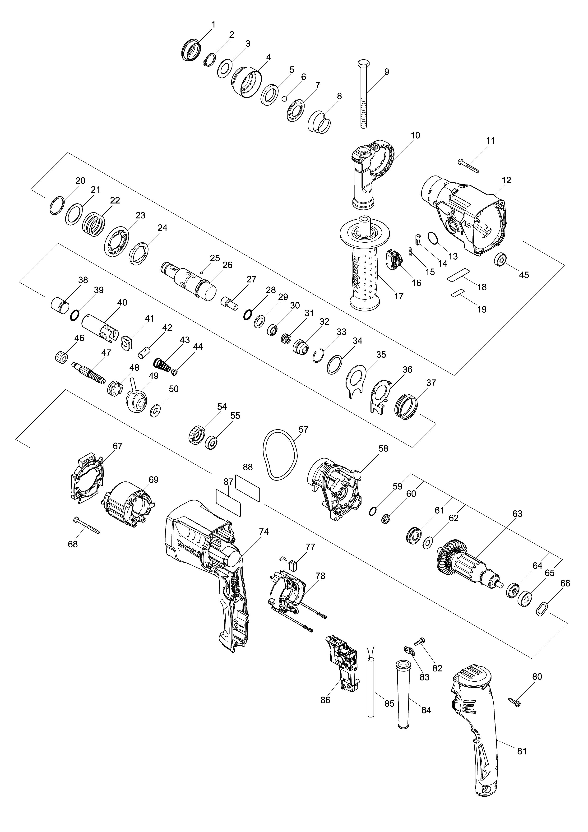 Vue éclatée Makita HR1840#01