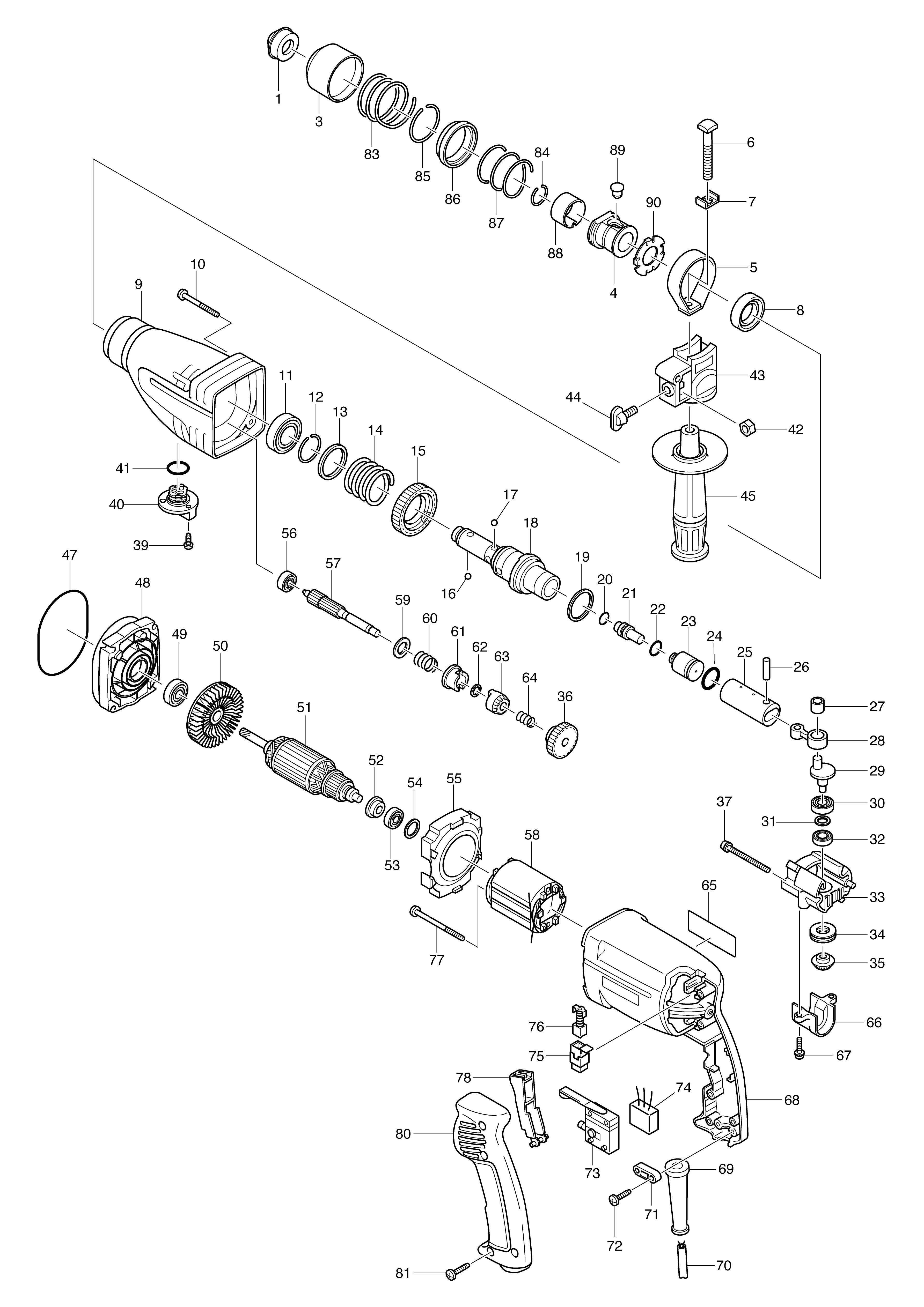 Vue éclatée Makita HR2410#01