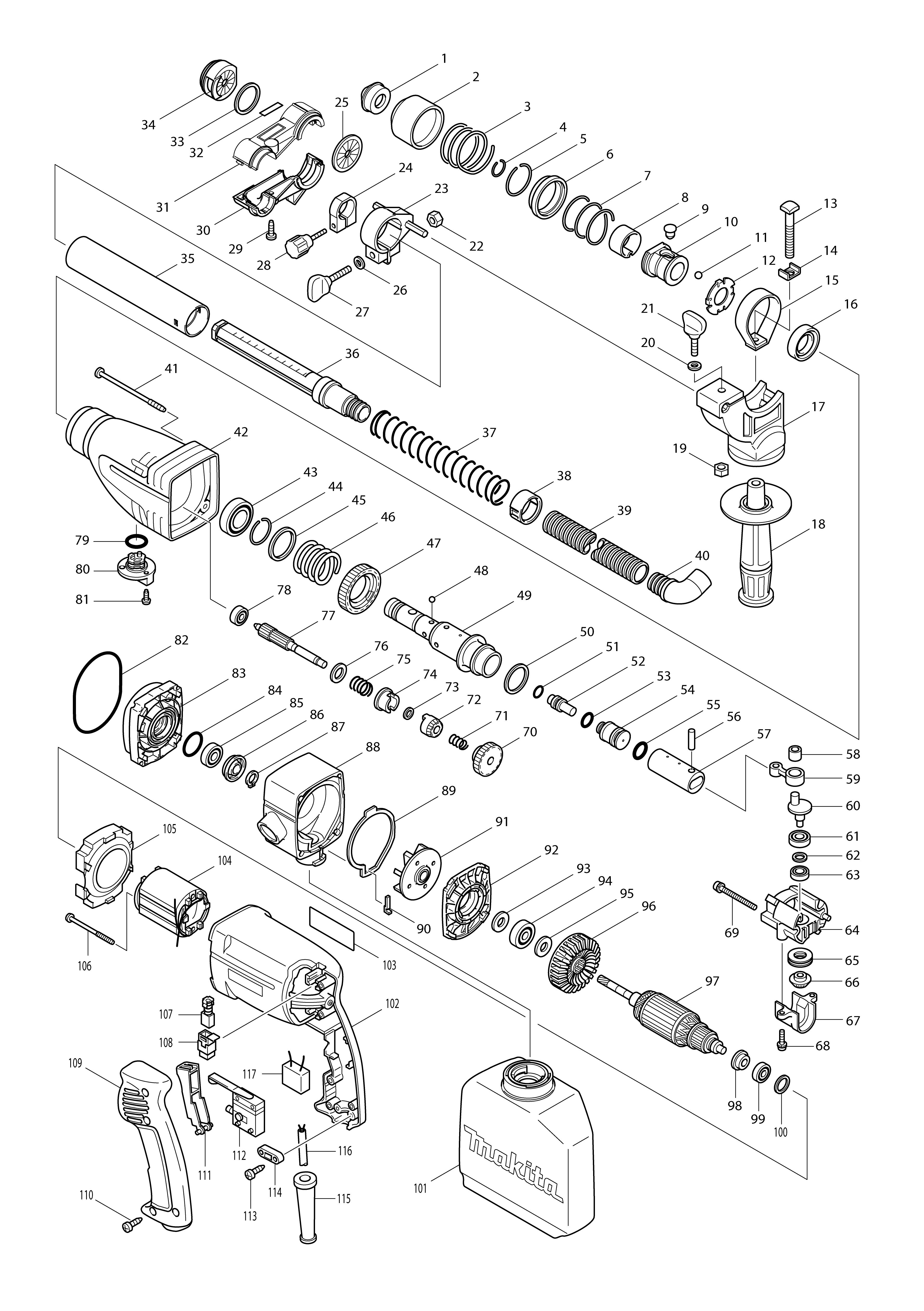 Vue éclatée Makita HR2430#01