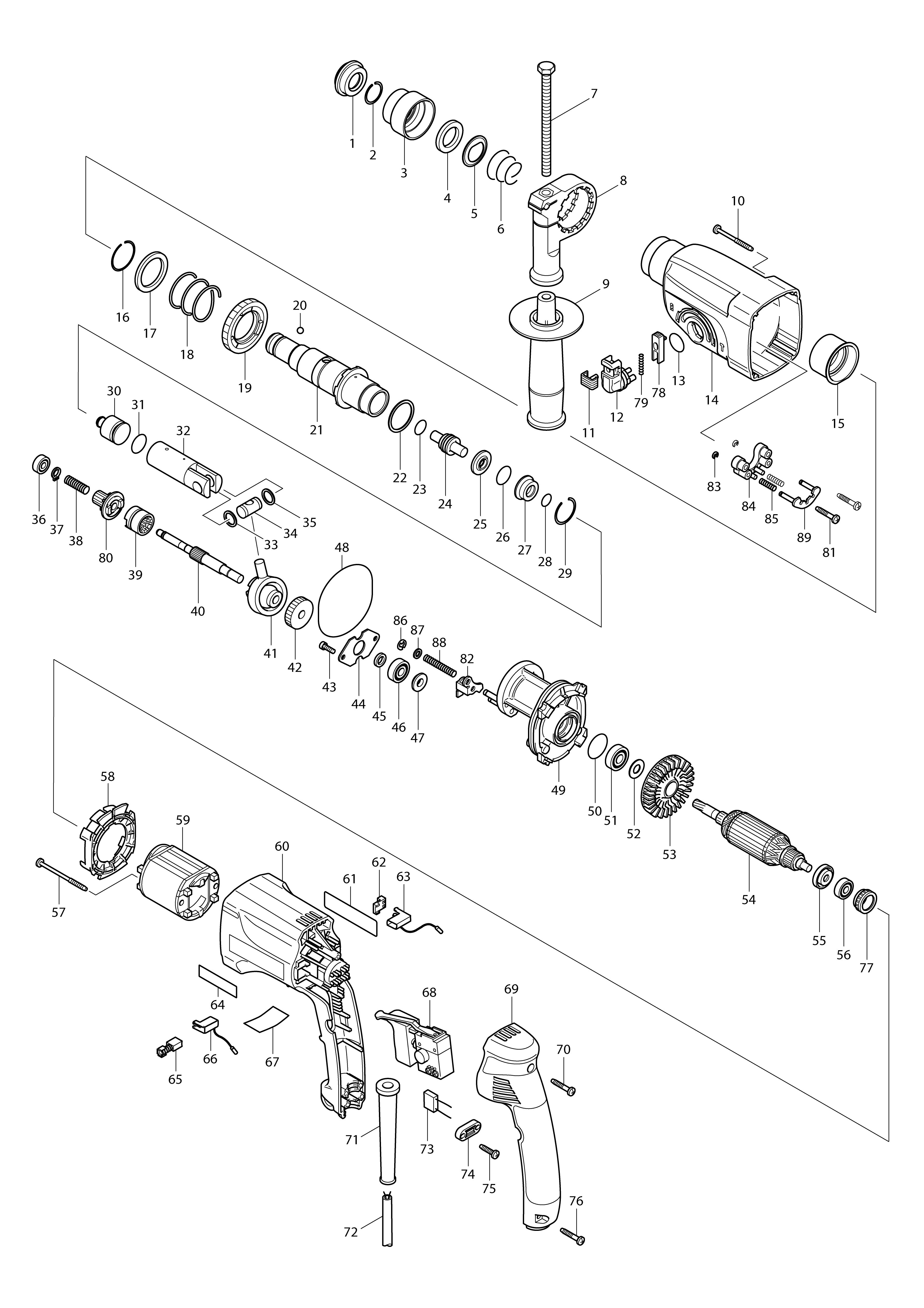 Vue éclatée Makita HR2450#01