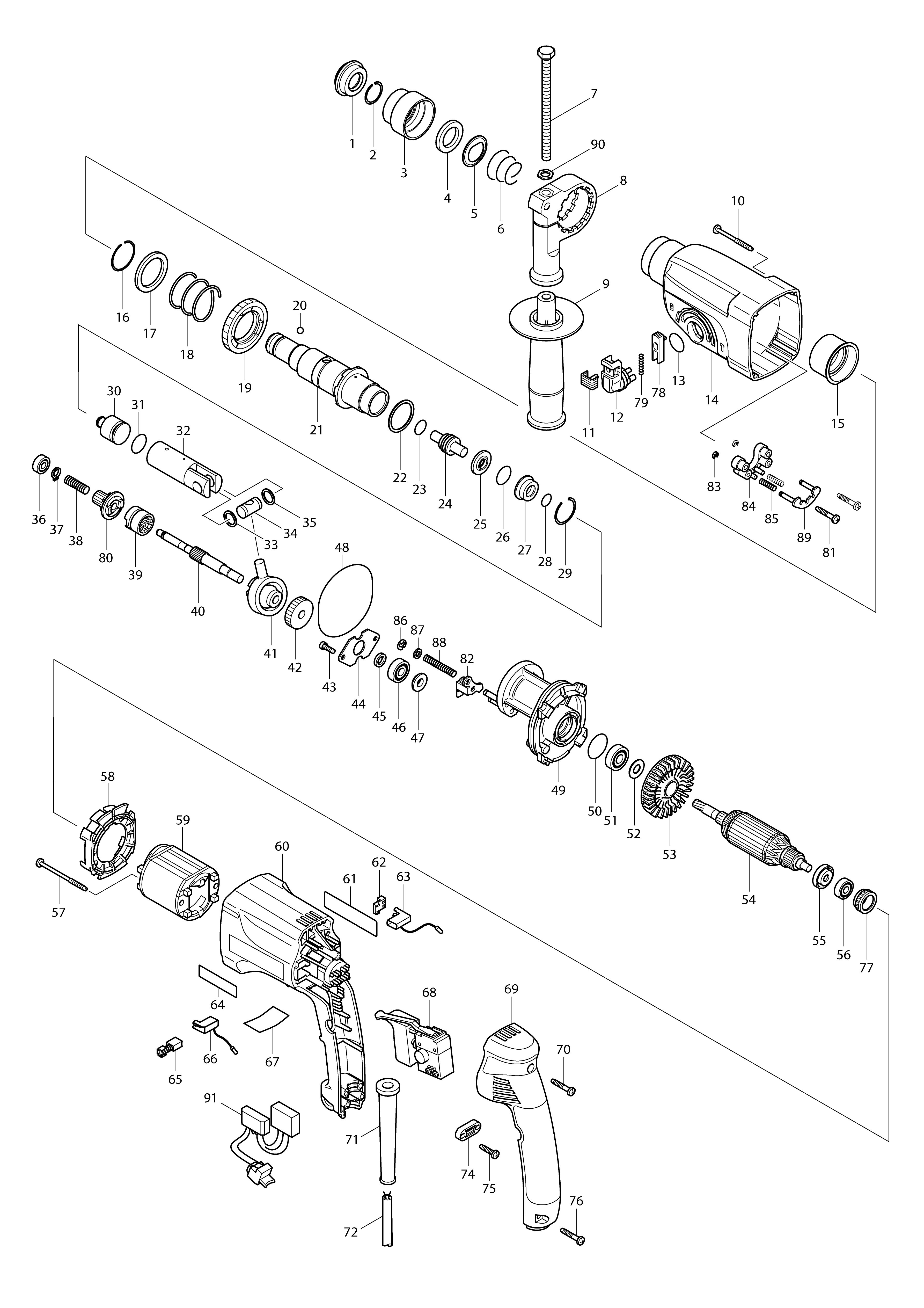 Vue éclatée Makita HR2450F#01