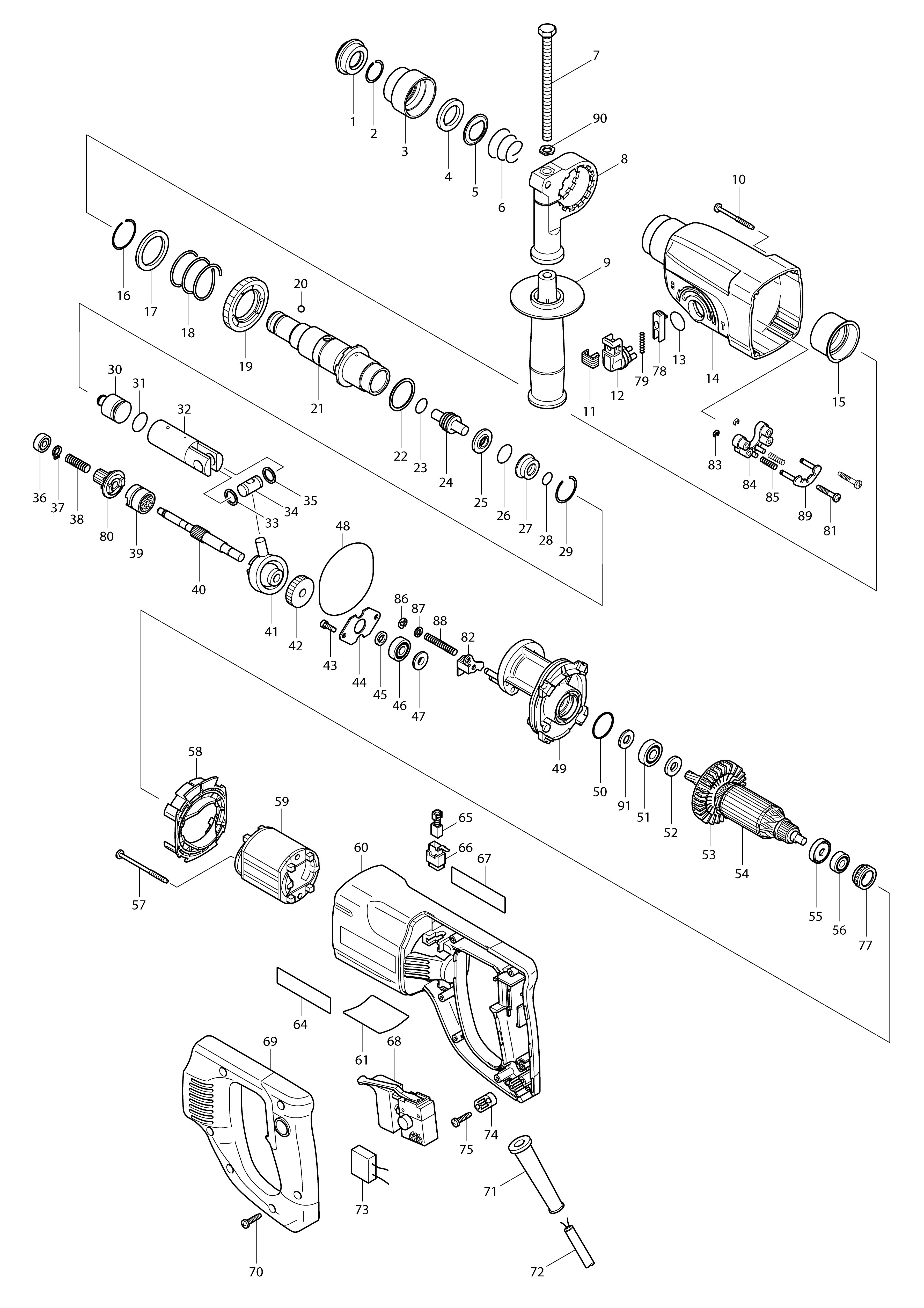 Vue éclatée Makita HR2455#01