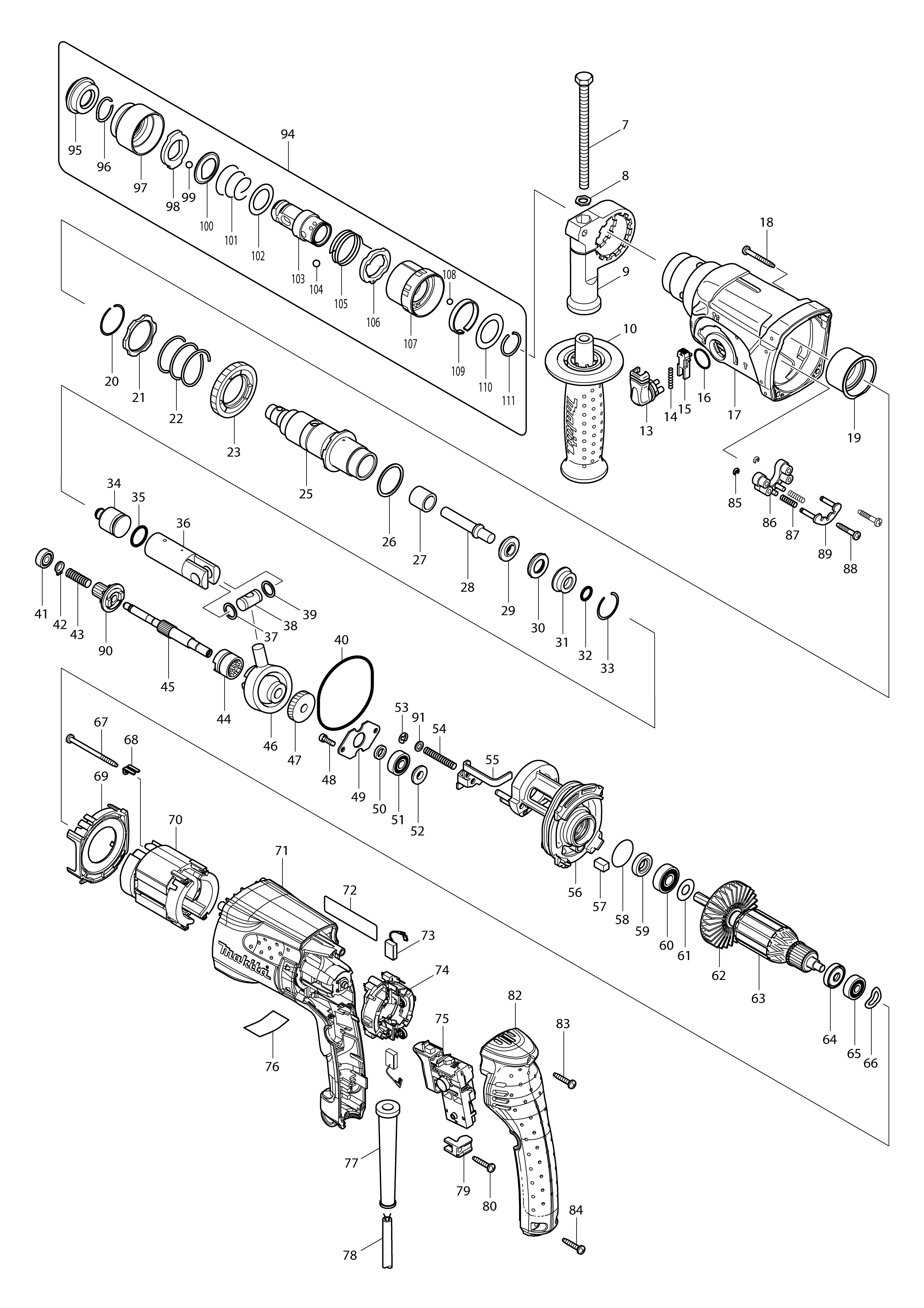 Vue éclatée Makita HR2470T#01