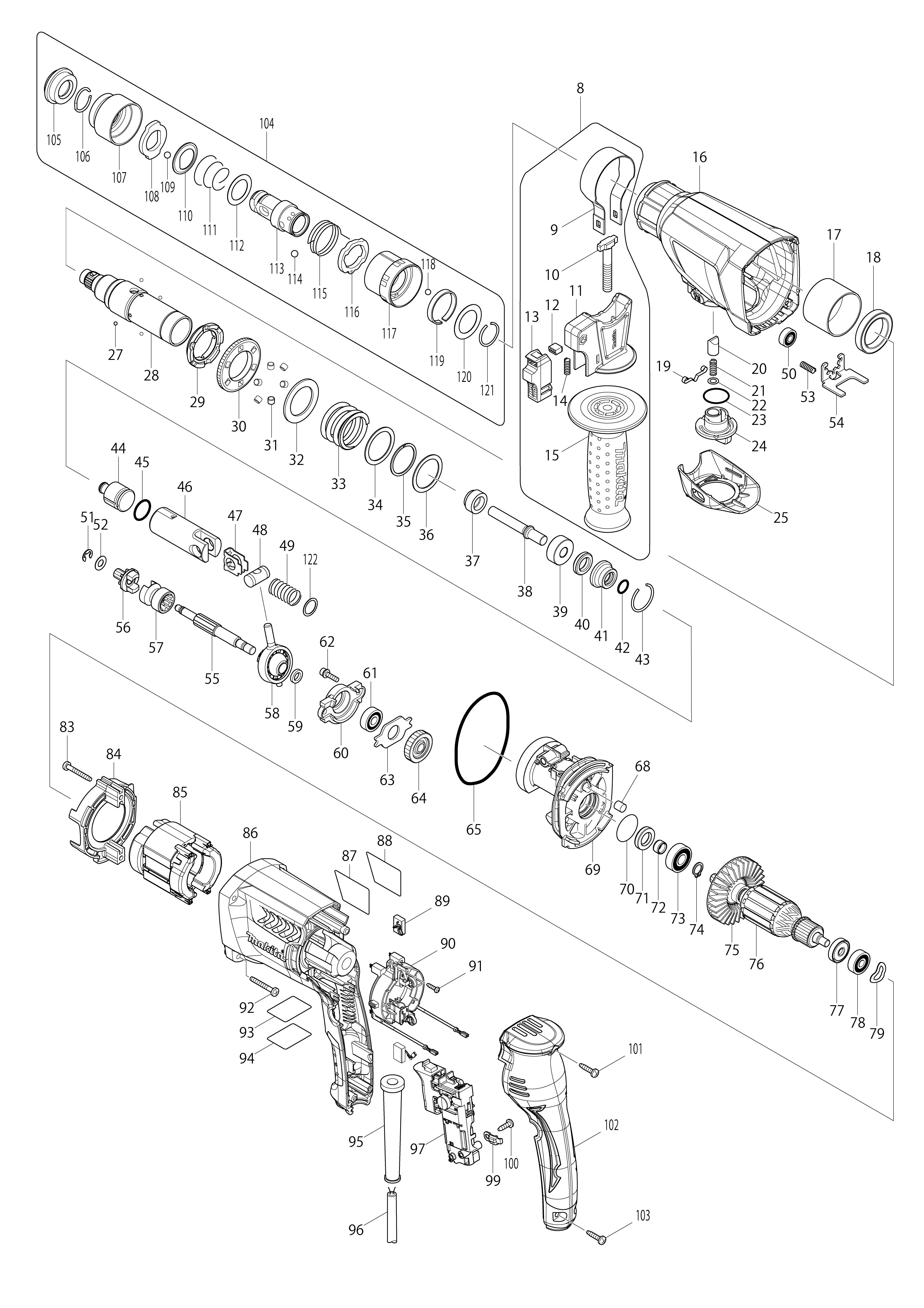 Vue éclatée Makita HR2610T#01