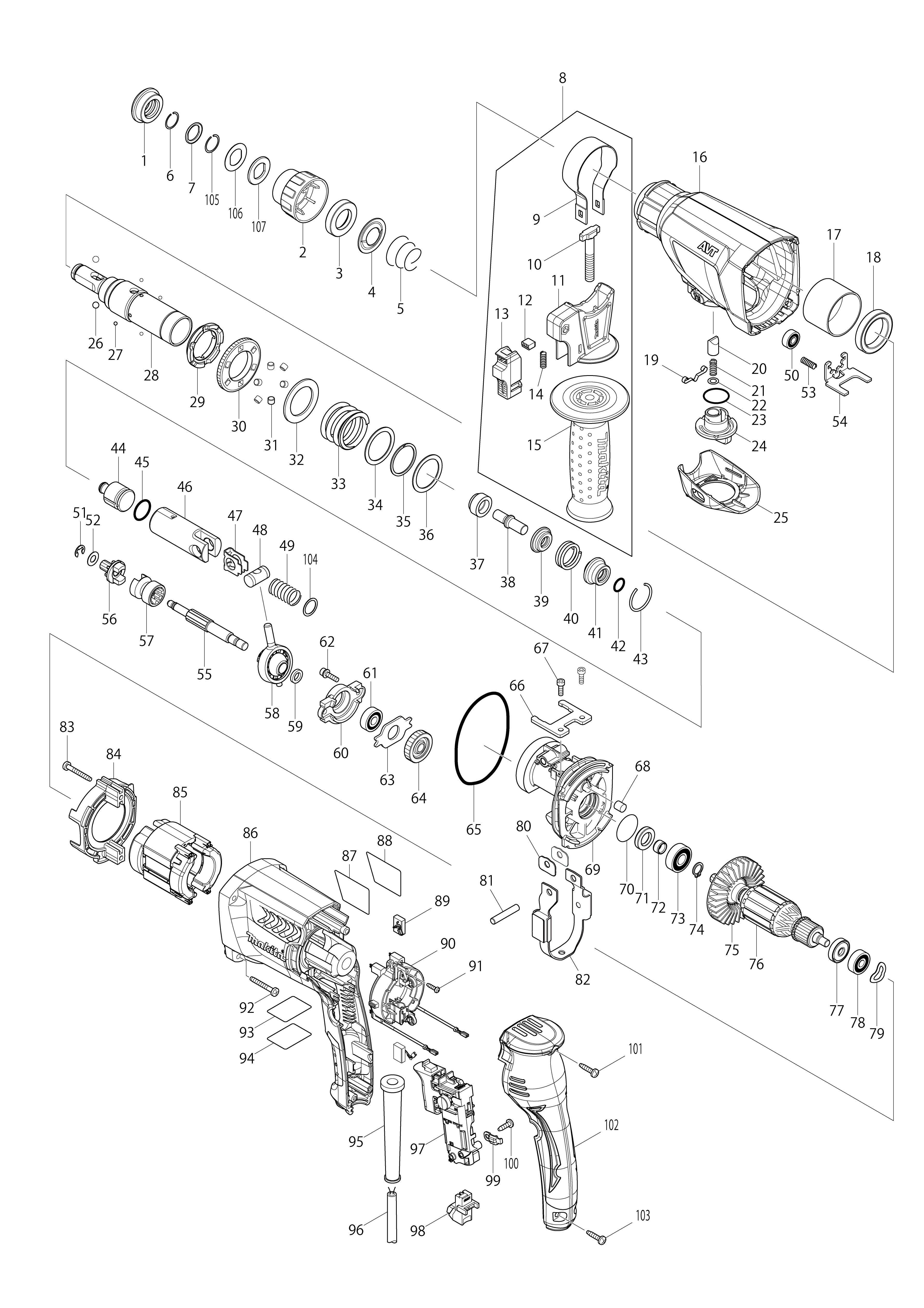 Vue éclatée Makita HR2611F#01