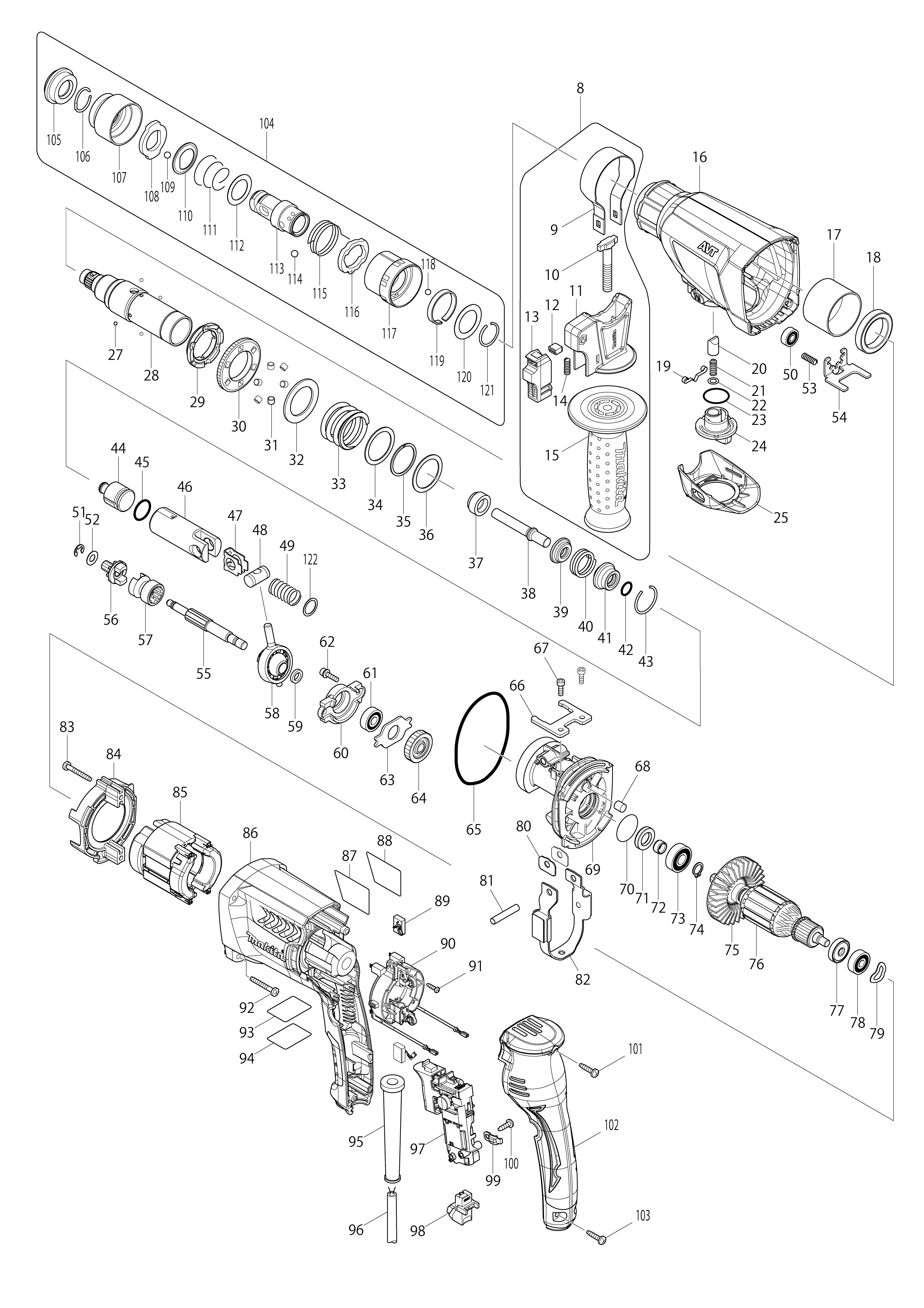 Vue éclatée Makita HR2611FT#01