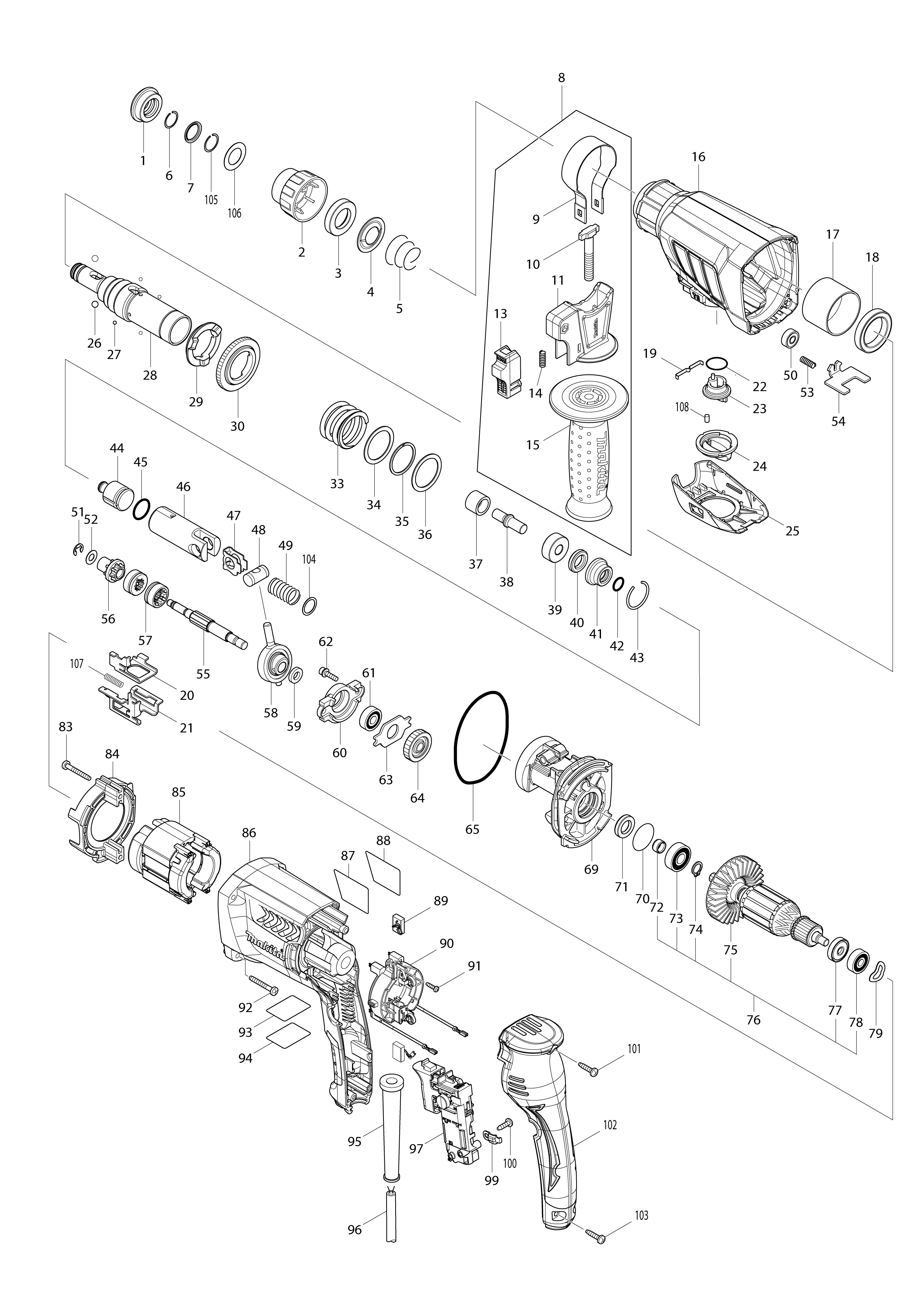 Vue éclatée Makita HR2630#01