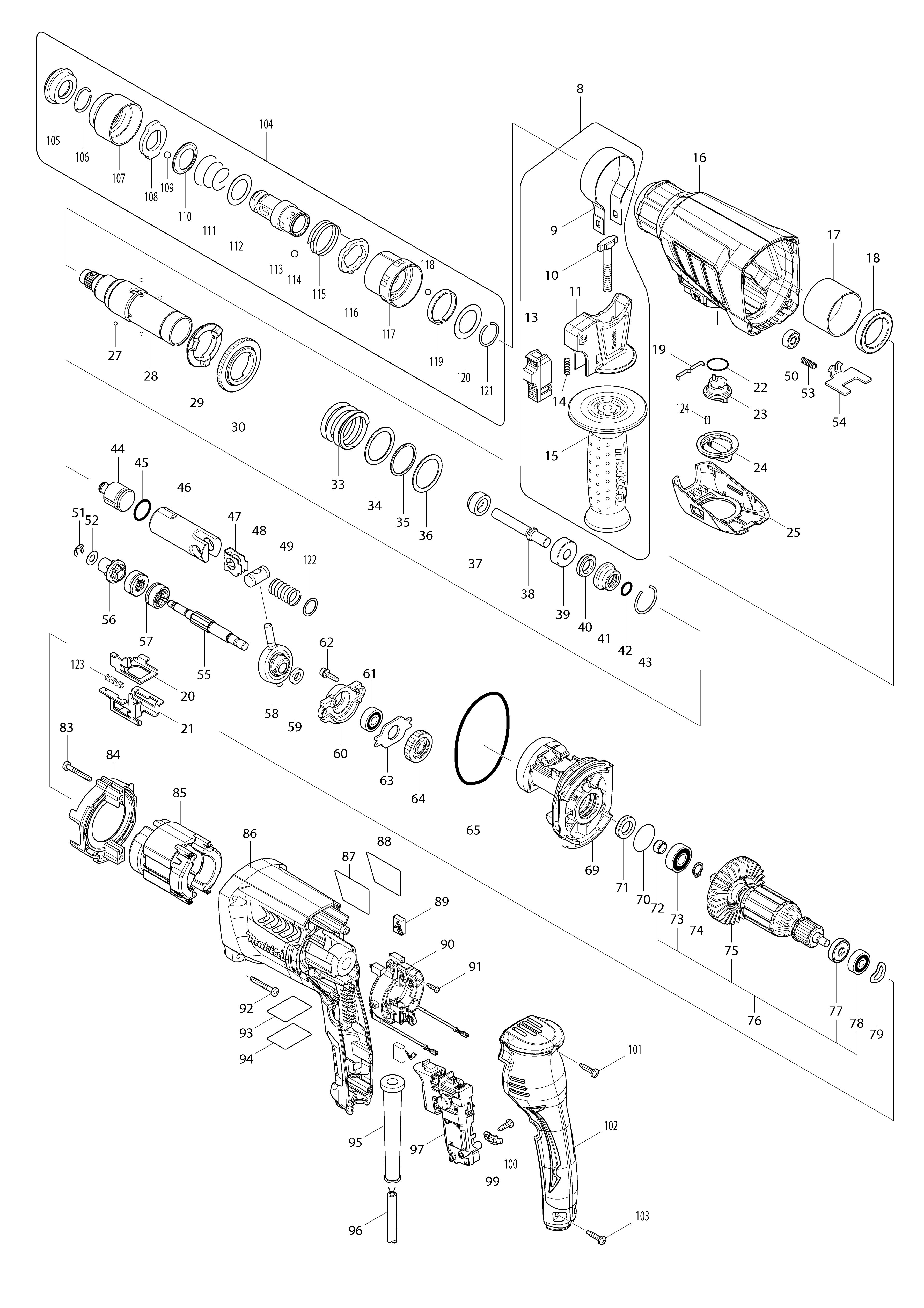 Vue éclatée Makita HR2630T#01