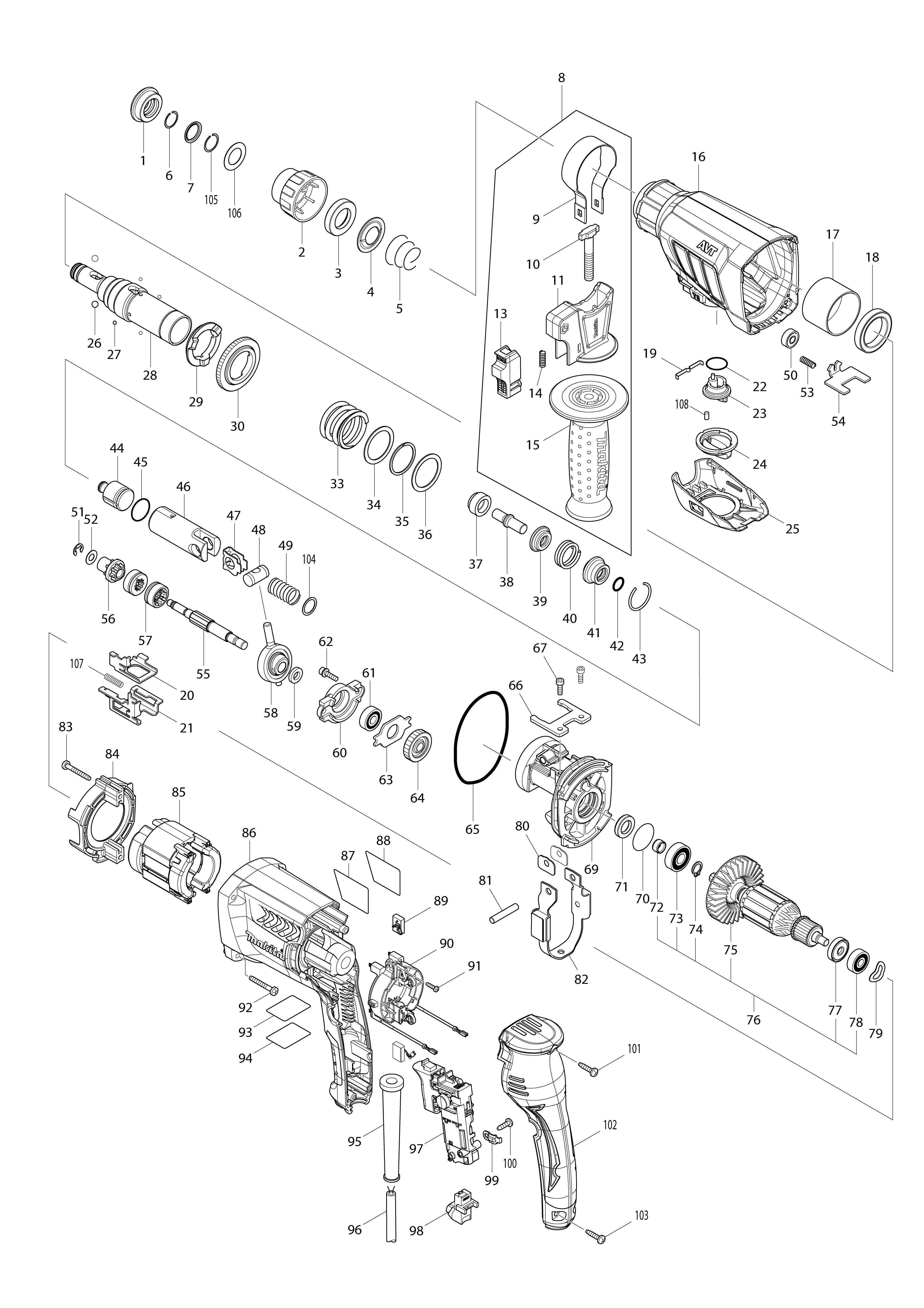 Vue éclatée Makita HR2631F#01