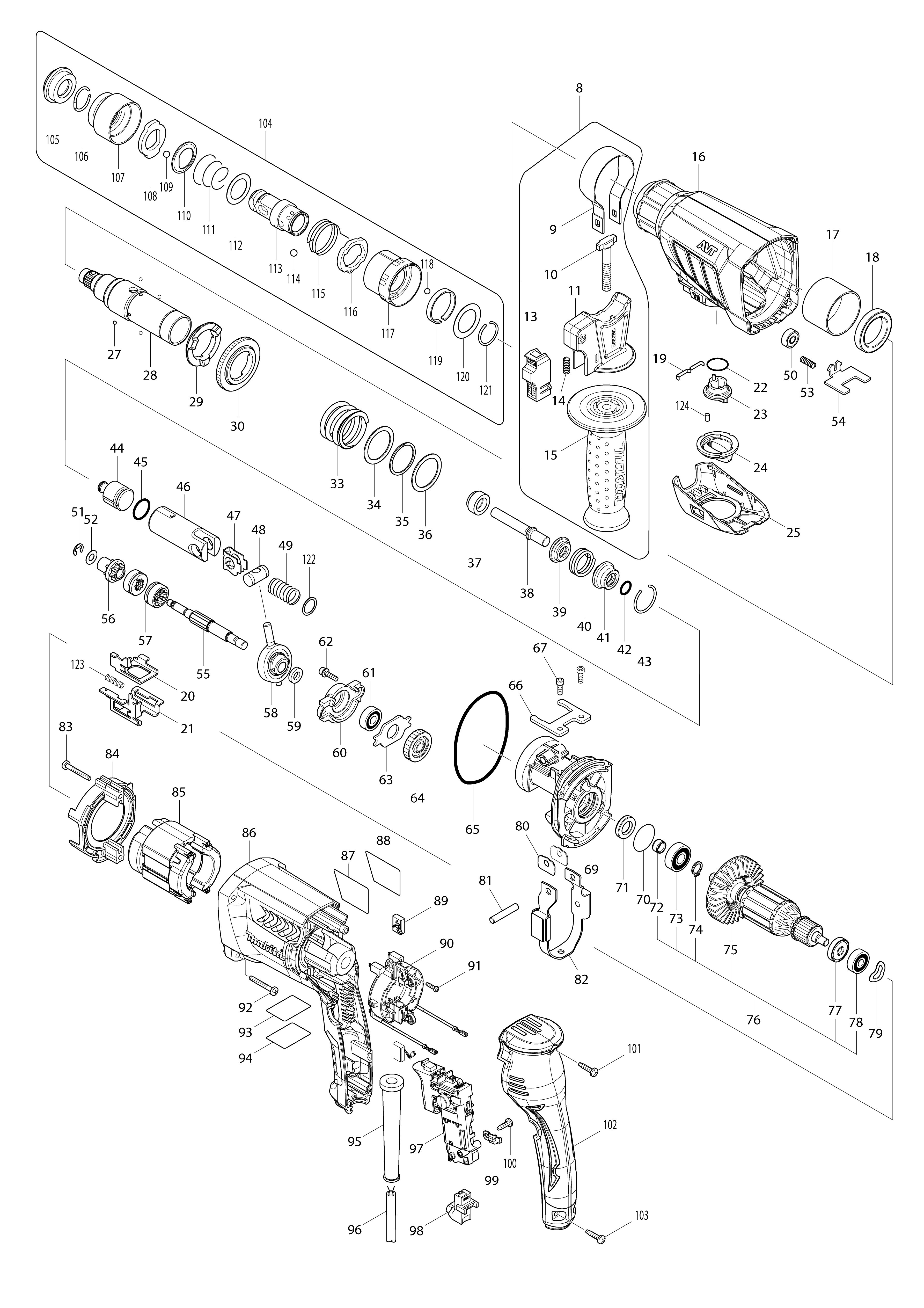Vue éclatée Makita HR2631FT#01